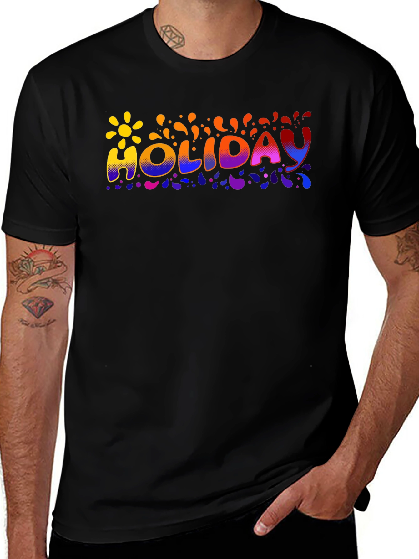 Variant 14 of Holiday Graphic T-Shirt - Black Casual Tee
