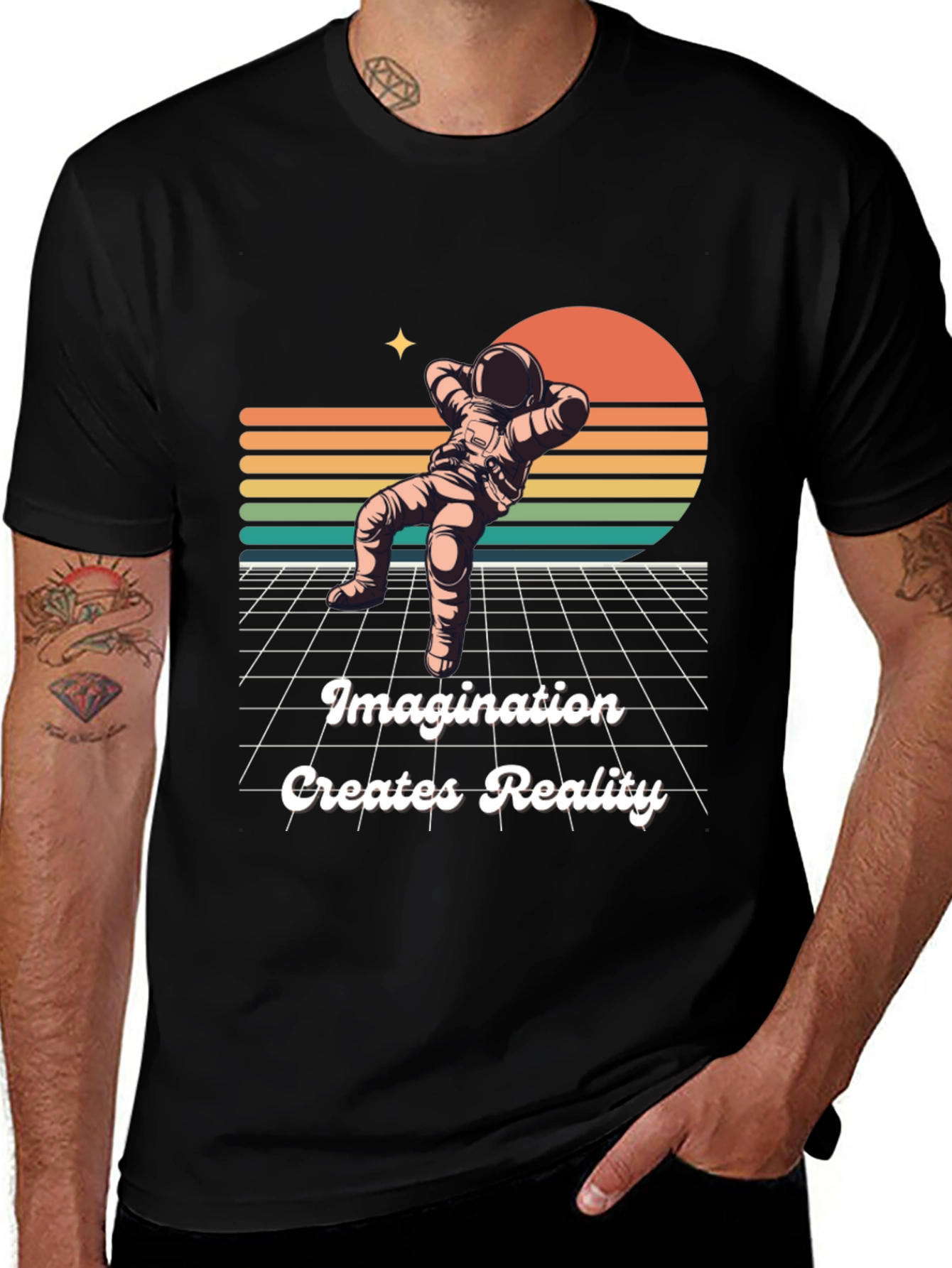 Variant 12 of Imagination Creates Reality Astronaut T-Shirt