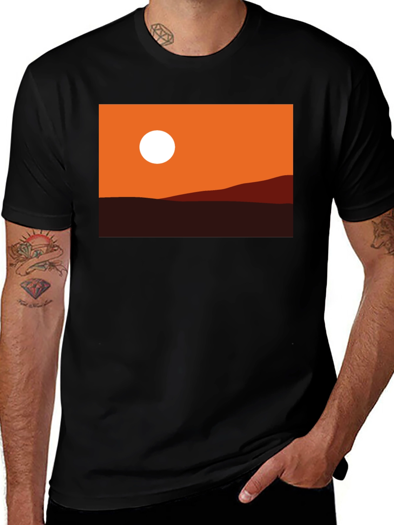 Variant 3 of Sunset Desert Graphic Tee - Modern Minimalist Design