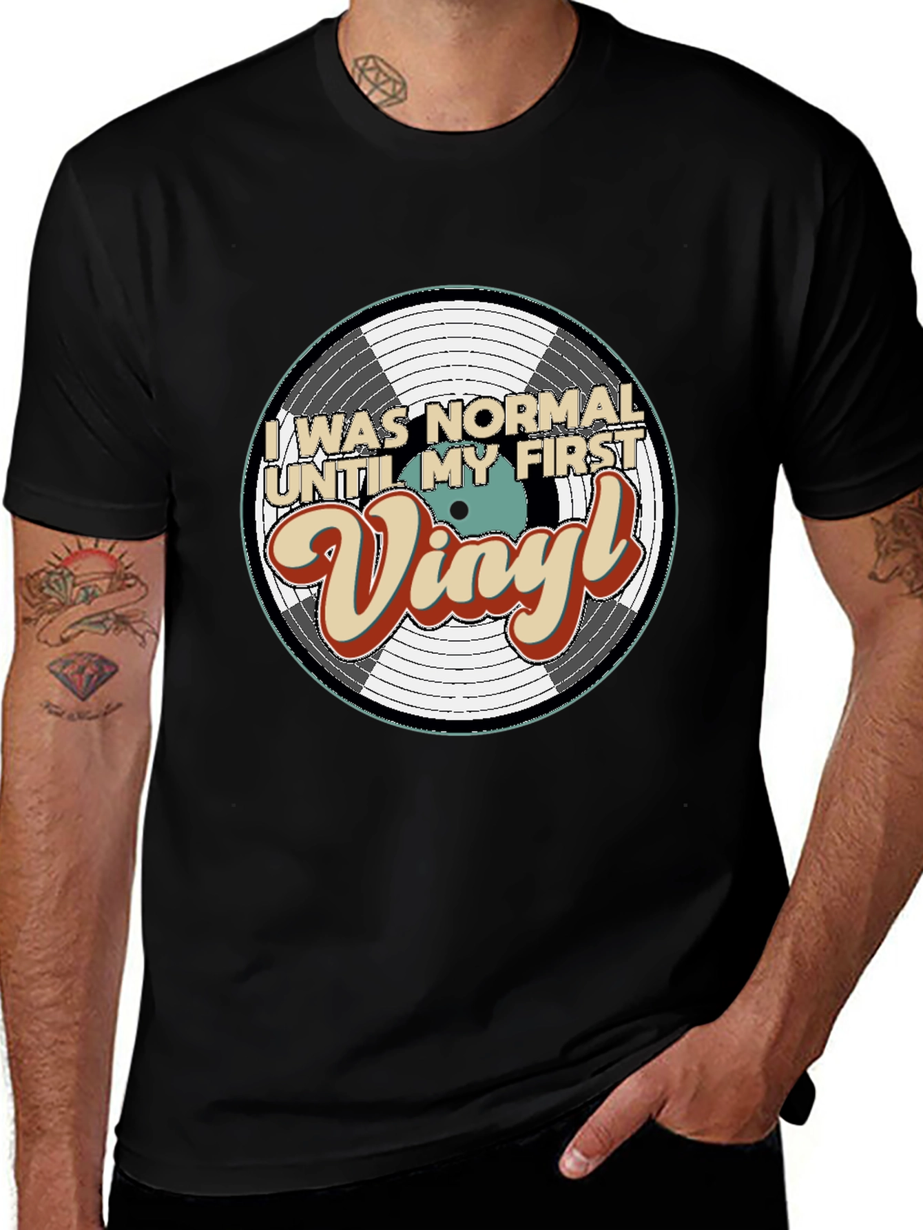 Variant 13 of Funny Vinyl Record T-Shirt - I Was Normal Until My First