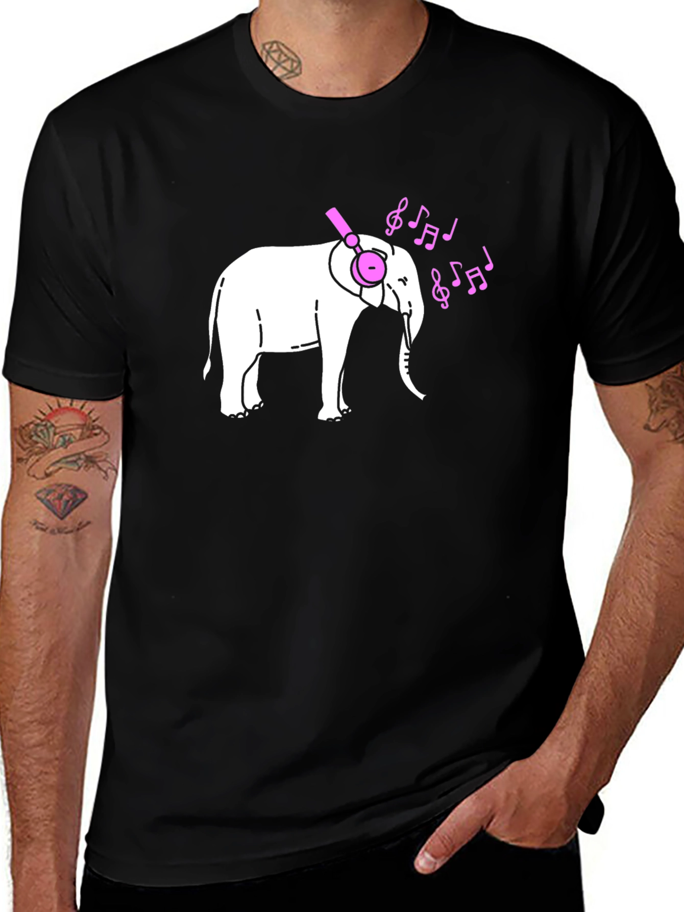 Variant 25 of Elephant DJ Graphic Tee - Black Cotton T-Shirt