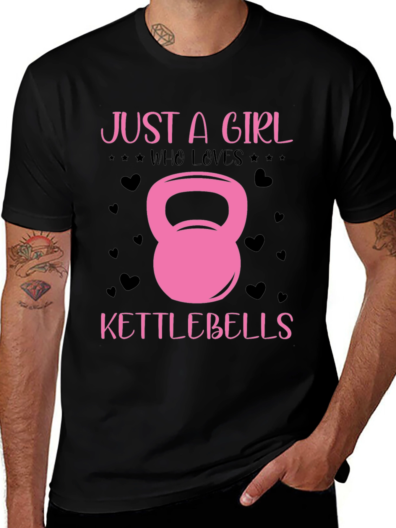Variant 17 of Girl Who Loves Kettlebells Black T-Shirt