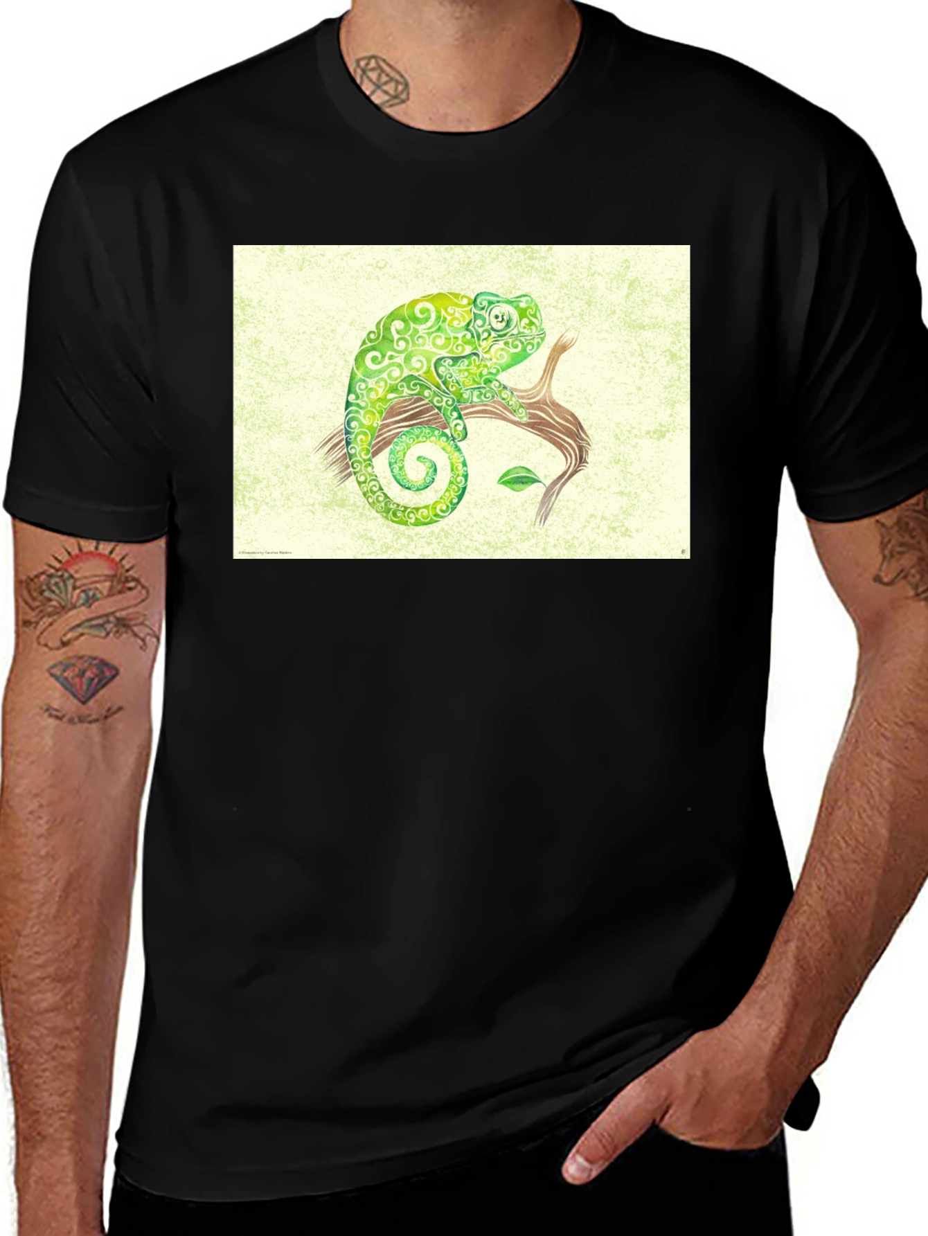 Variant 23 of Green Chameleon Graphic Tee - Unique Animal Print
