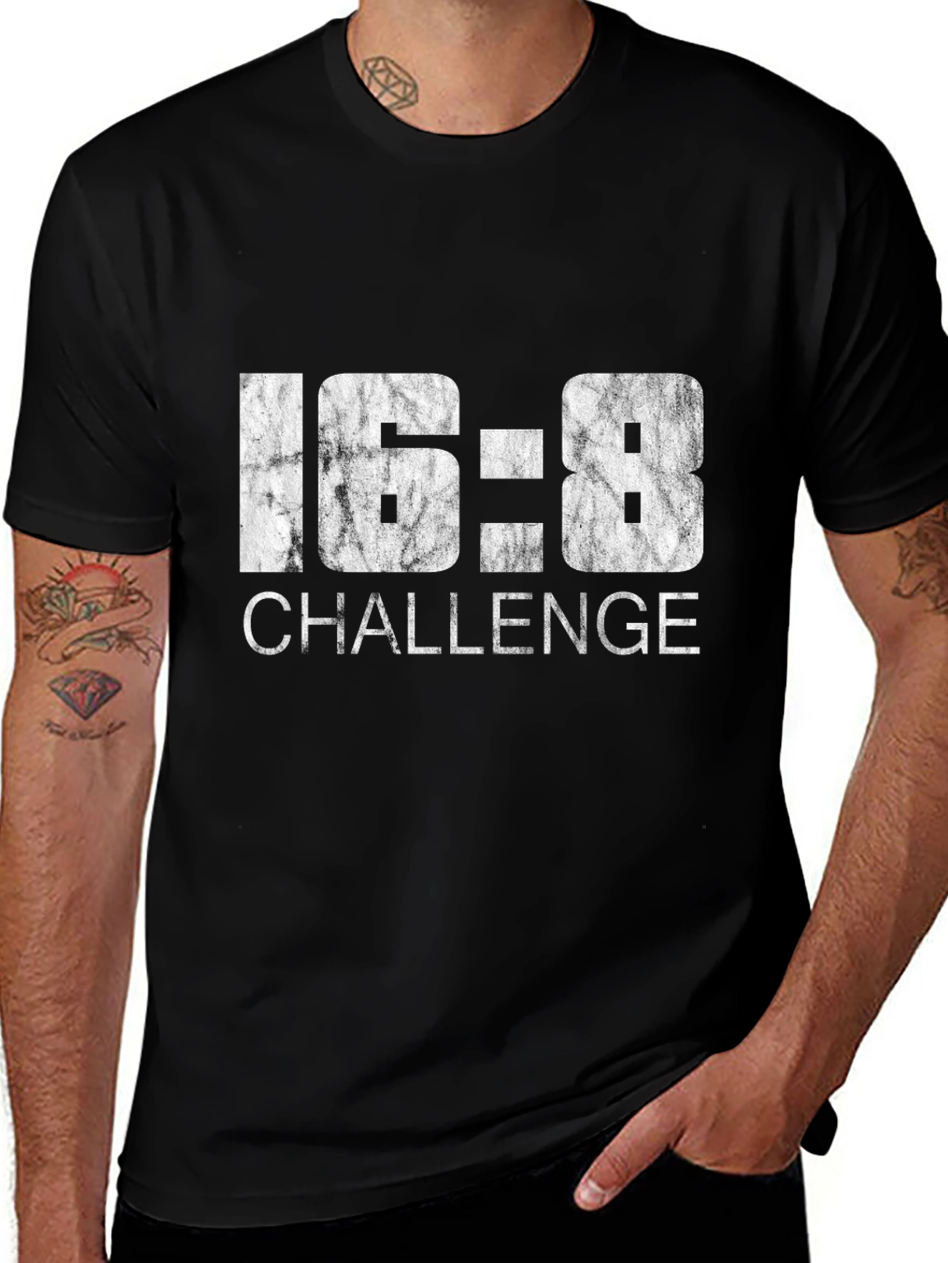 Variant 5 of 16:8 Challenge Black Graphic Tee Shirt