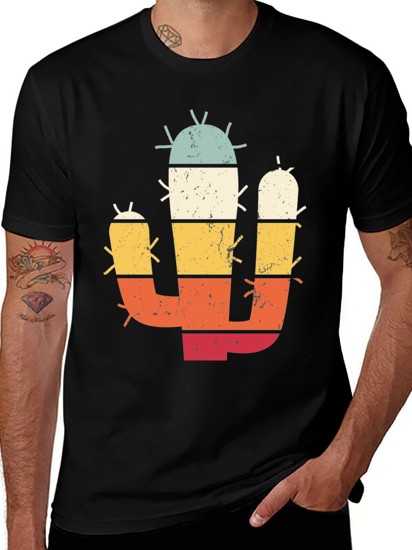 Variant 7 of Retro Cactus Graphic Tee - Black