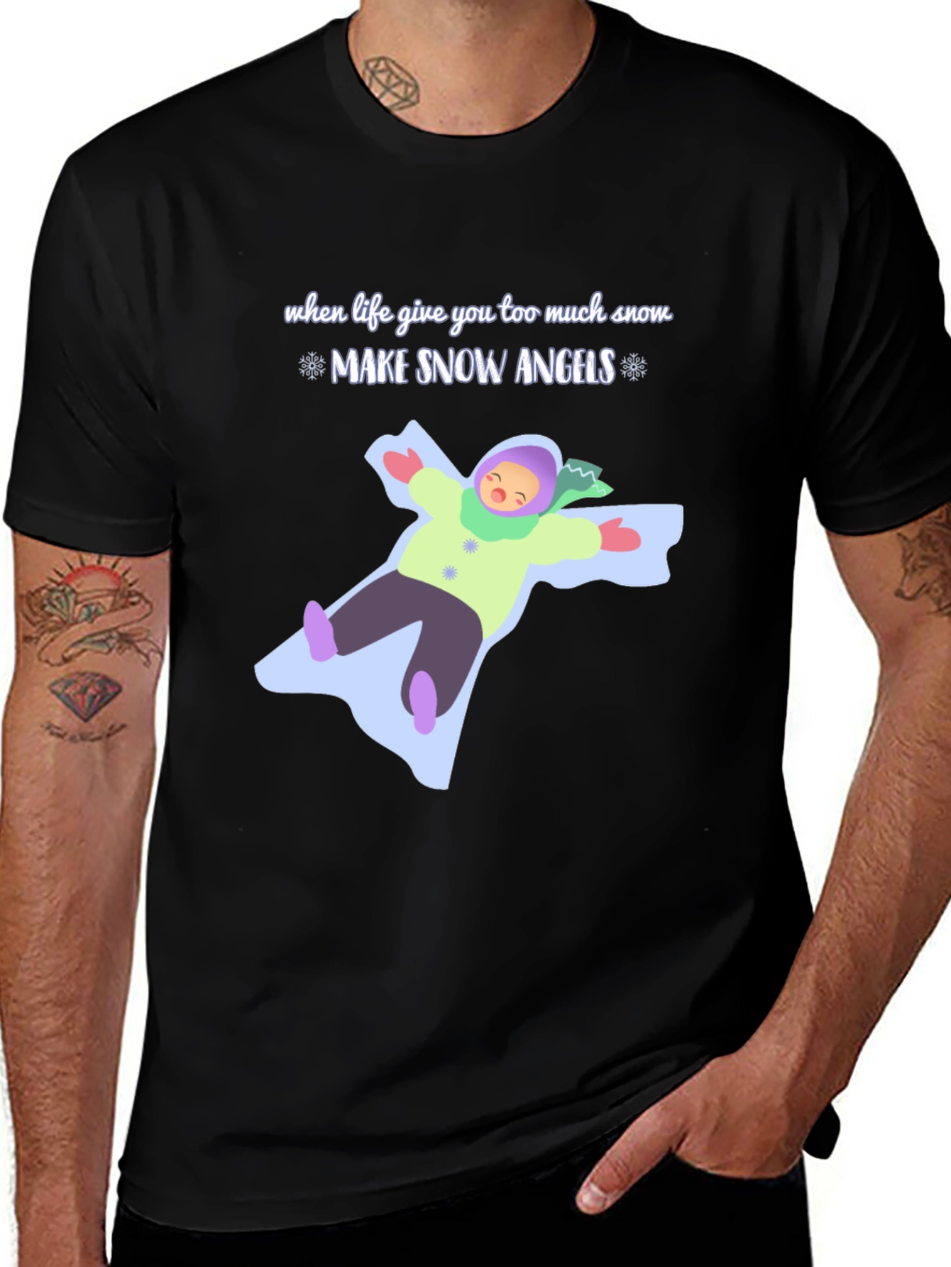 Variant 13 of Make Snow Angels Graphic Tee - Winter Fun