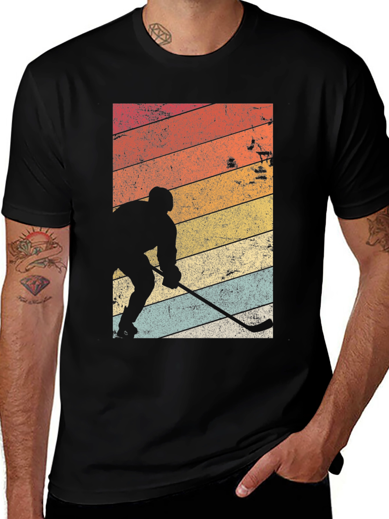 Variant 30 of Retro Hockey Player Graphic T-Shirt