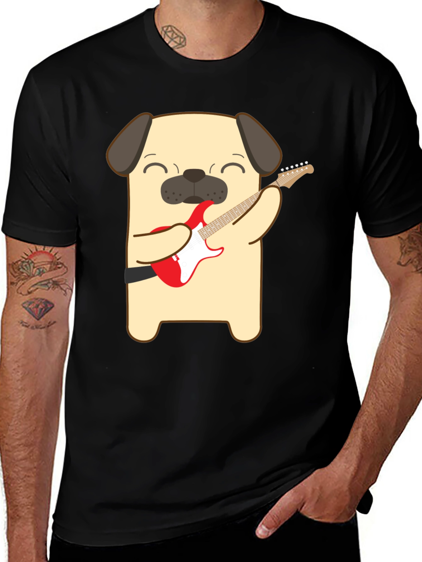 Variant 28 of Pug Playing Guitar Graphic T-Shirt