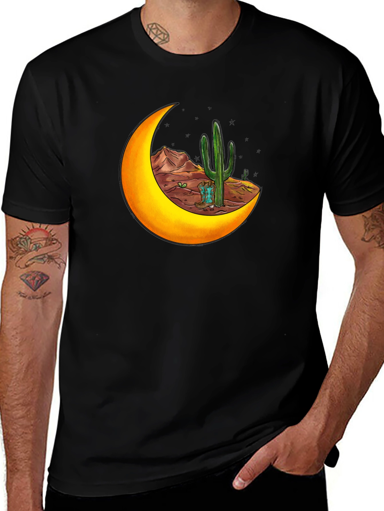 Variant 22 of Cactus Moon Graphic T-Shirt - Desert Adventure Tee