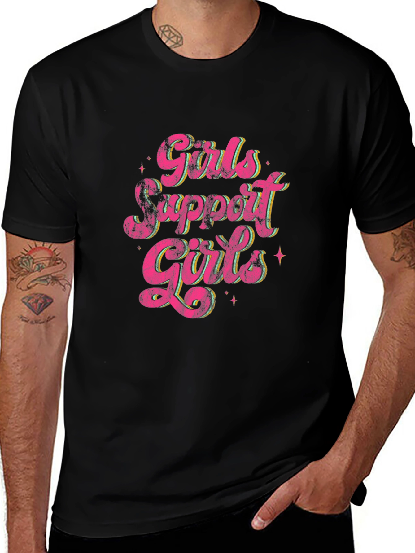 Variant 27 of Girls Support Girls Graphic Tee - Black