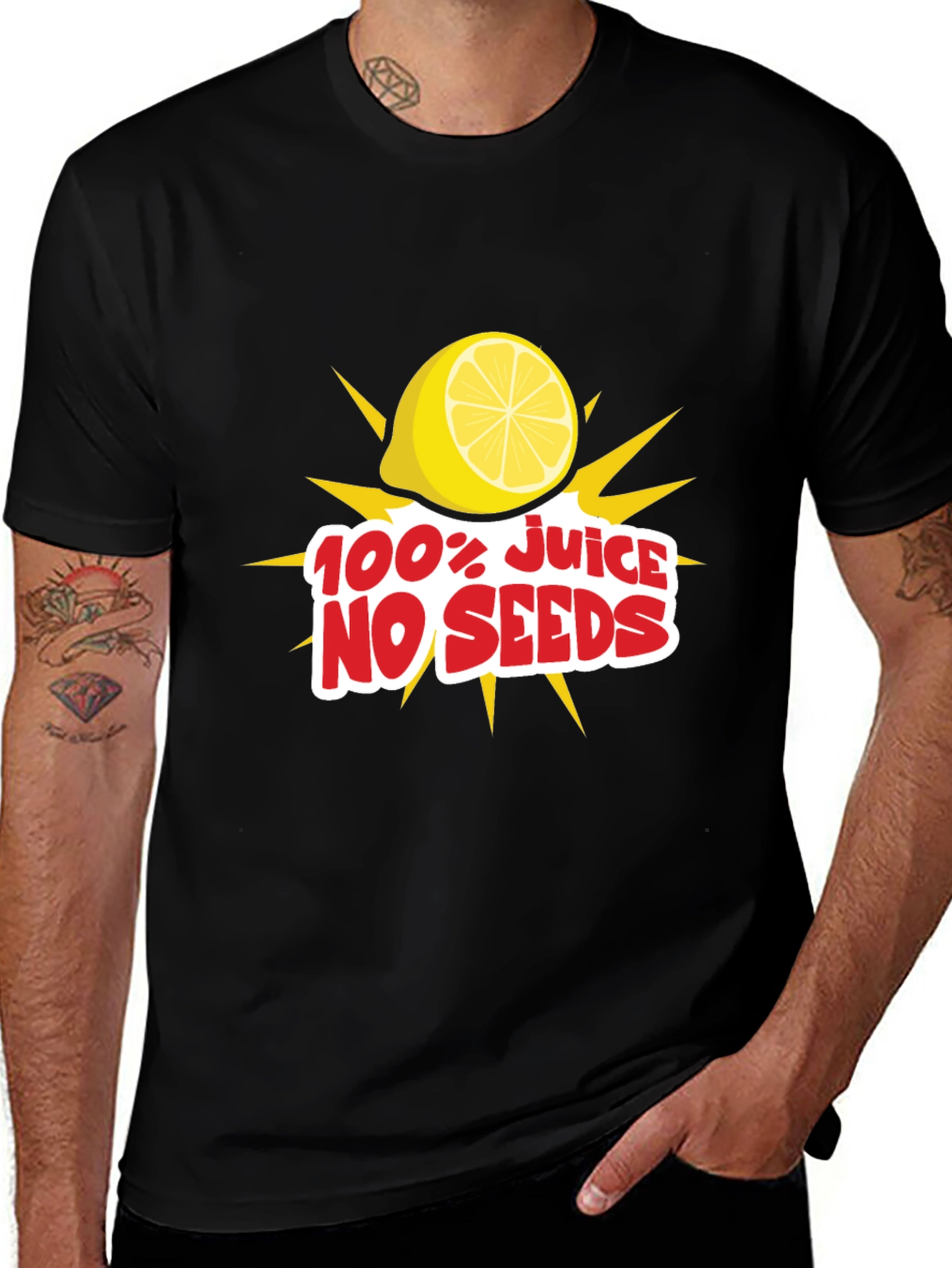 Variant 13 of 100% Juice No Seeds Graphic Tee - Black
