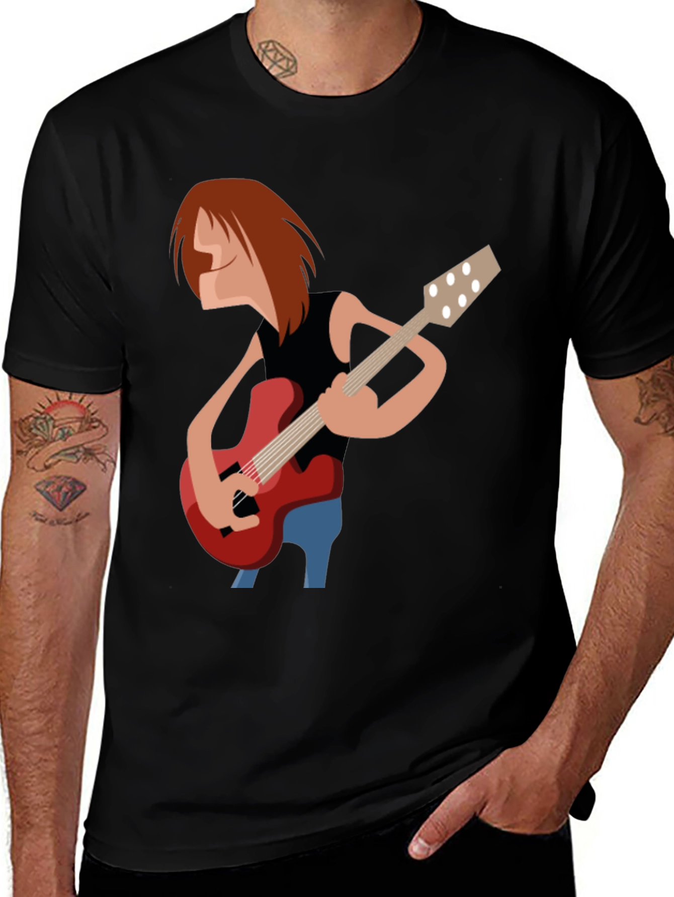 Variant 24 of Guitar Player Graphic Tee - Black