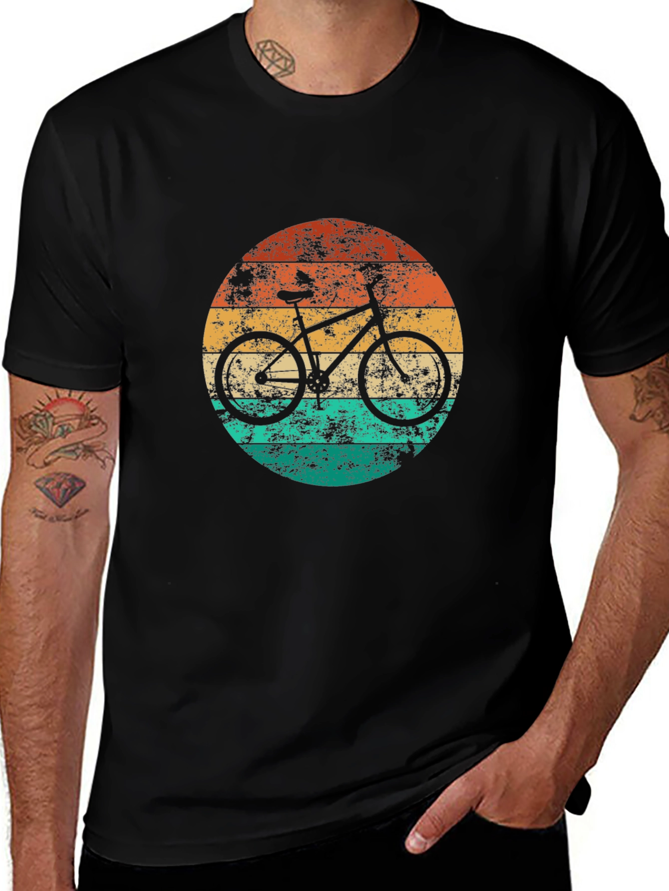 Variant 15 of Retro Sunset Bicycle Graphic Tee - Black