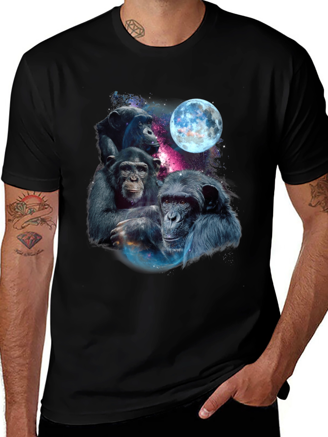 Chimpanzee Moon Graphic T-Shirt