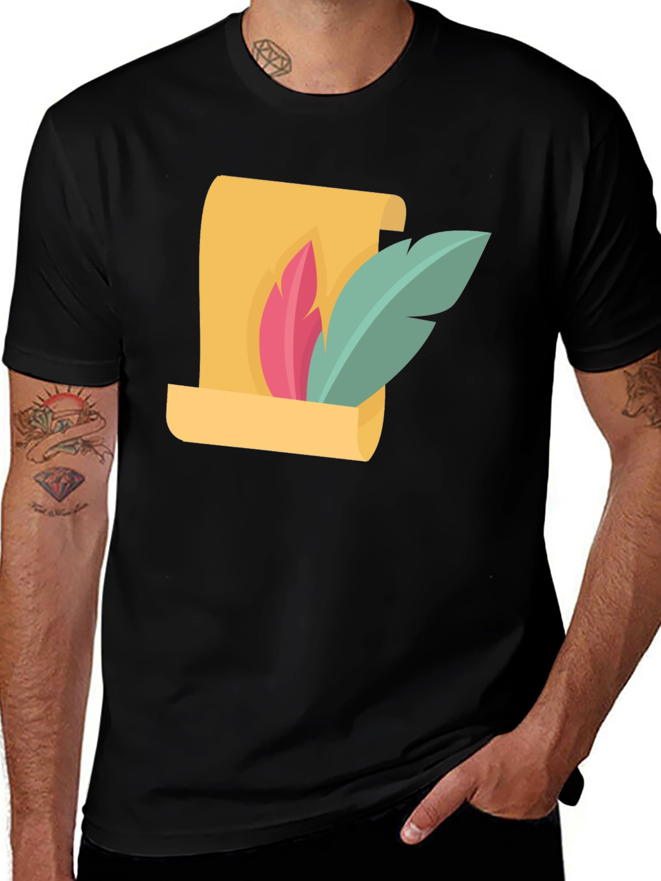 Variant 13 of Scroll & Quill Graphic T-Shirt - Vintage Style