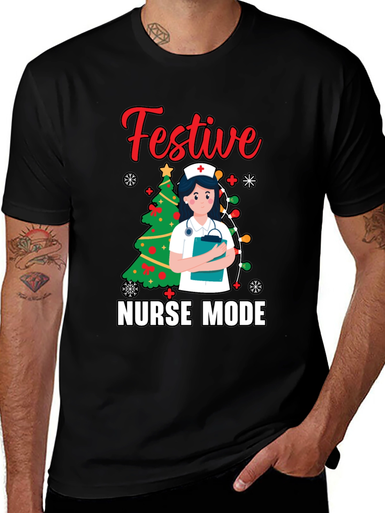 Variant 22 of Festive Nurse Mode Holiday T-Shirt