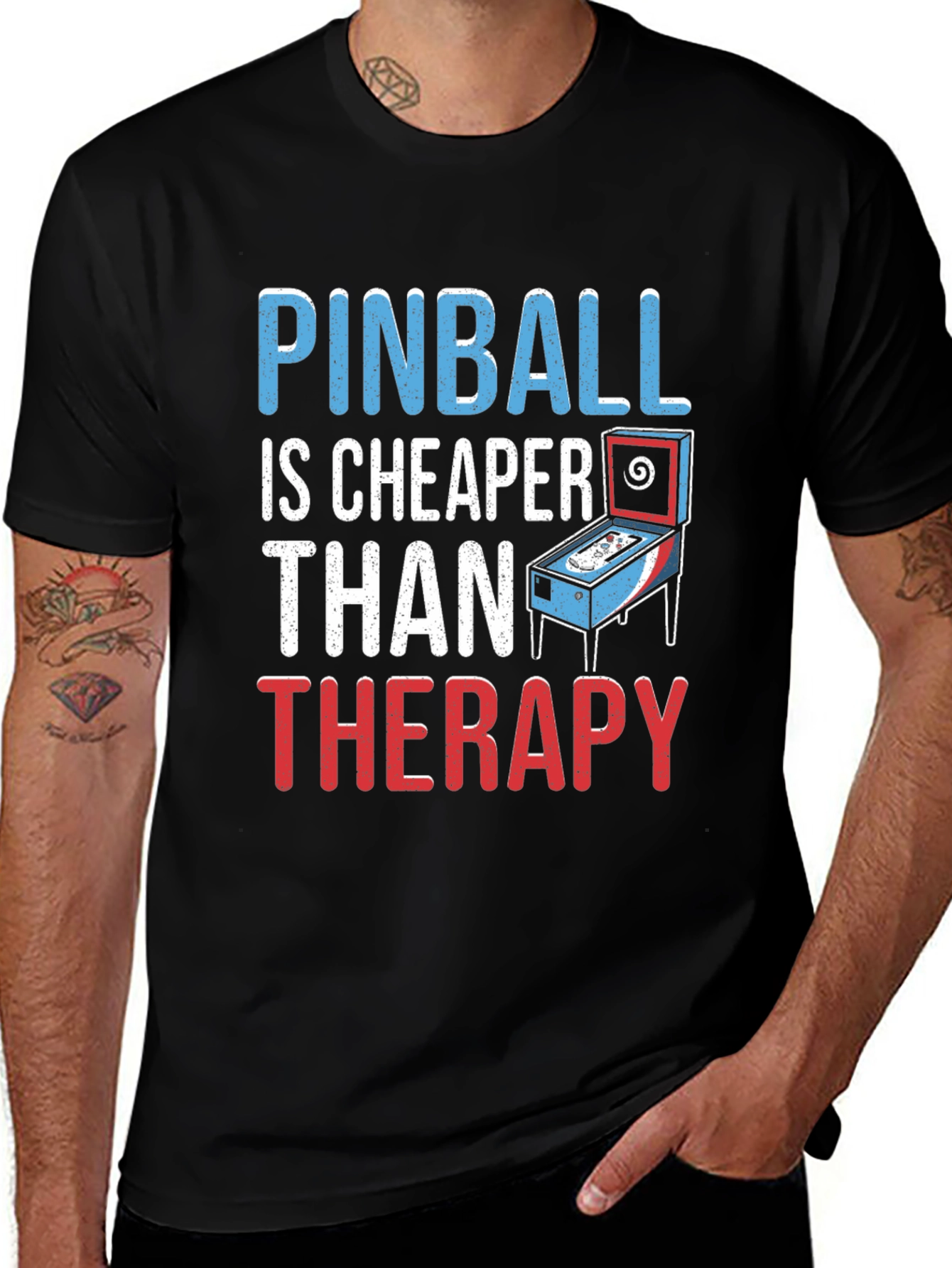 Variant 6 of Pinball Cheaper Than Therapy Graphic Tee