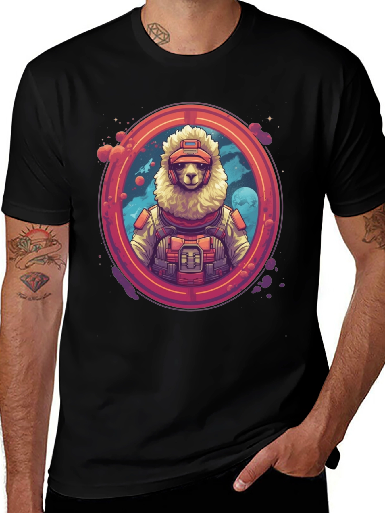 Variant 4 of Space Llama Graphic T-Shirt - Unique Design, Soft Cotton