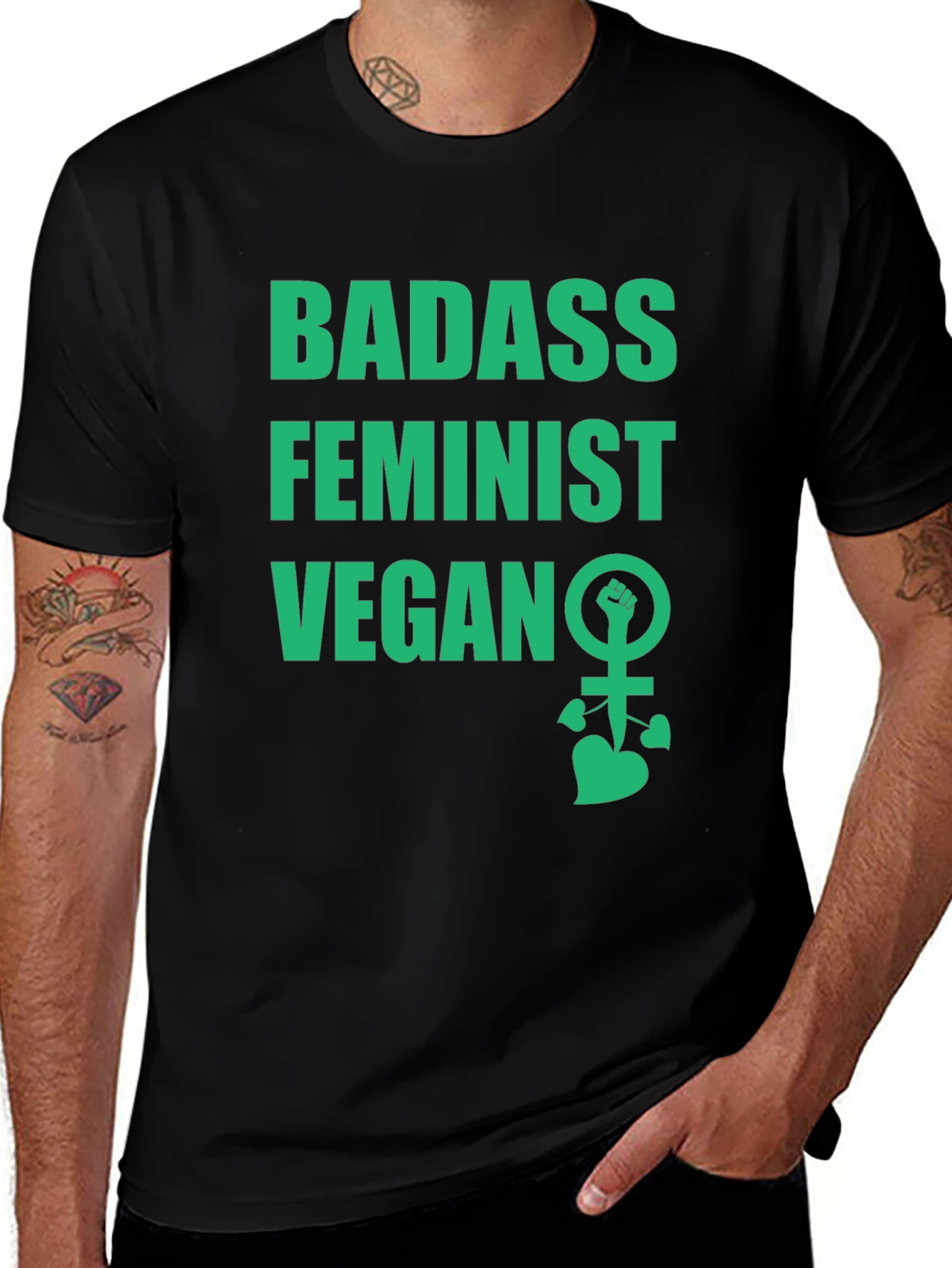 Variant 23 of Badass Feminist Vegan Graphic Tee