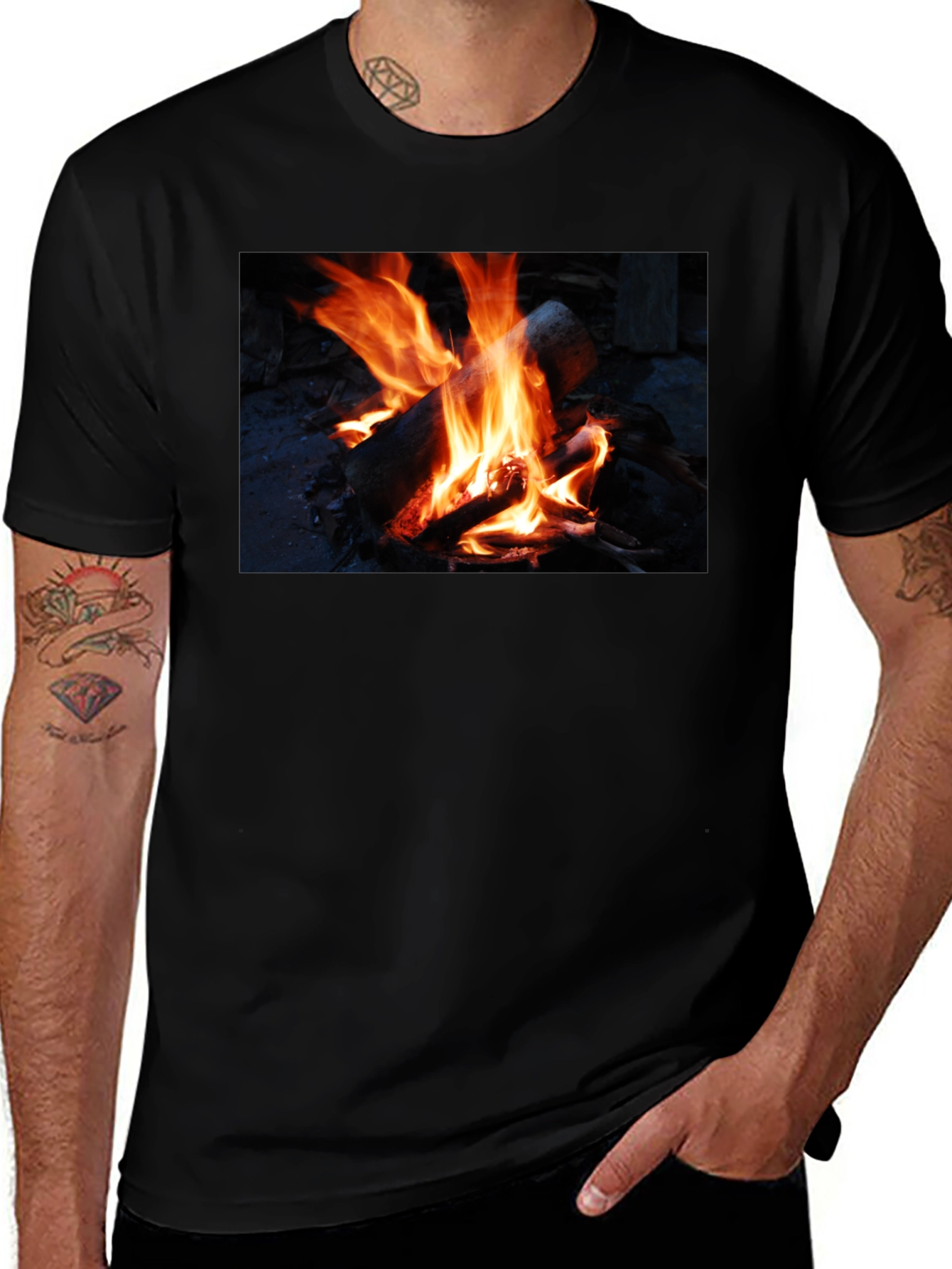 Variant 27 of Fiery Bonfire Graphic Tee - Black