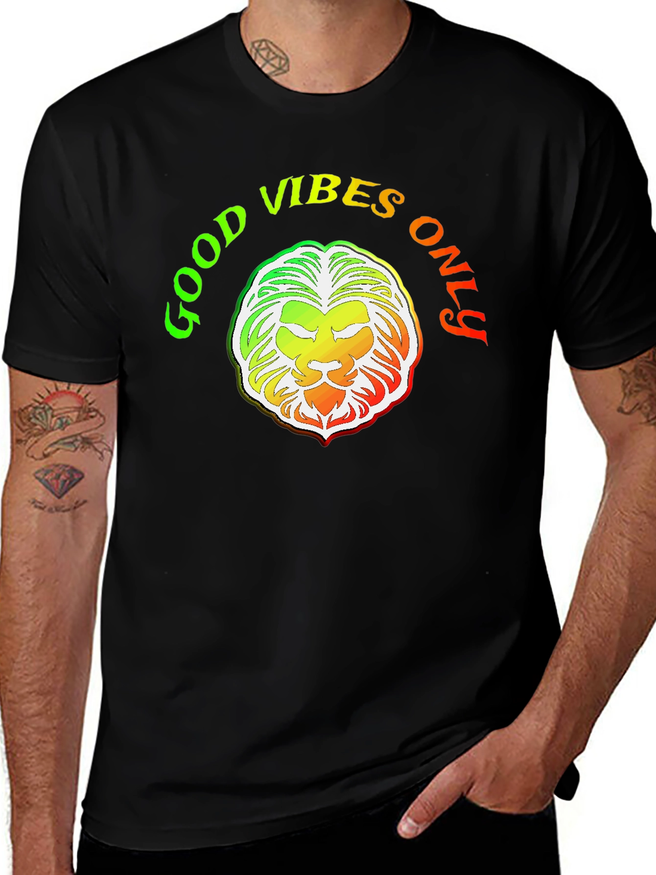 Good Vibes Only Lion Graphic T-Shirt