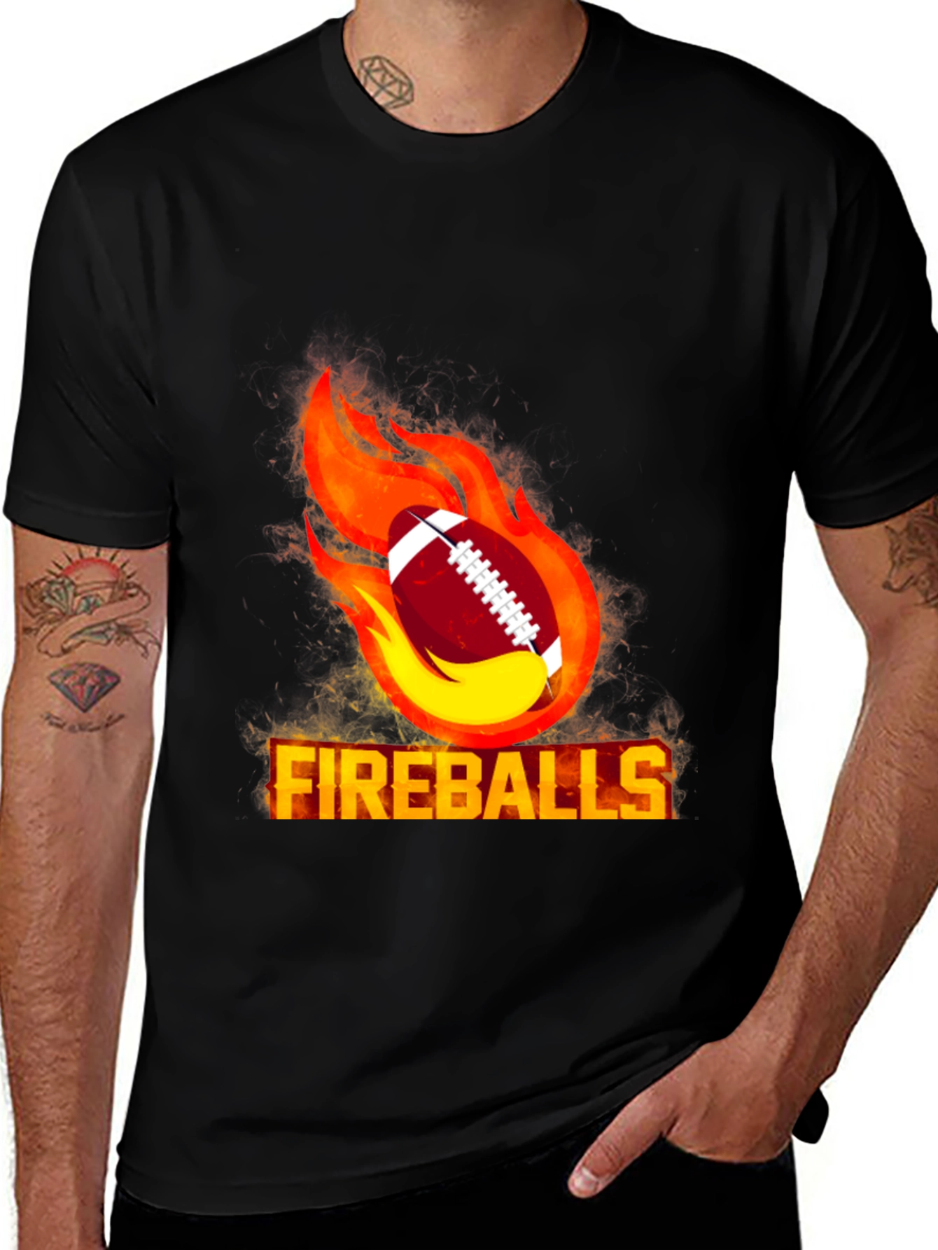 Variant 17 of Fireballs Football Graphic T-Shirt