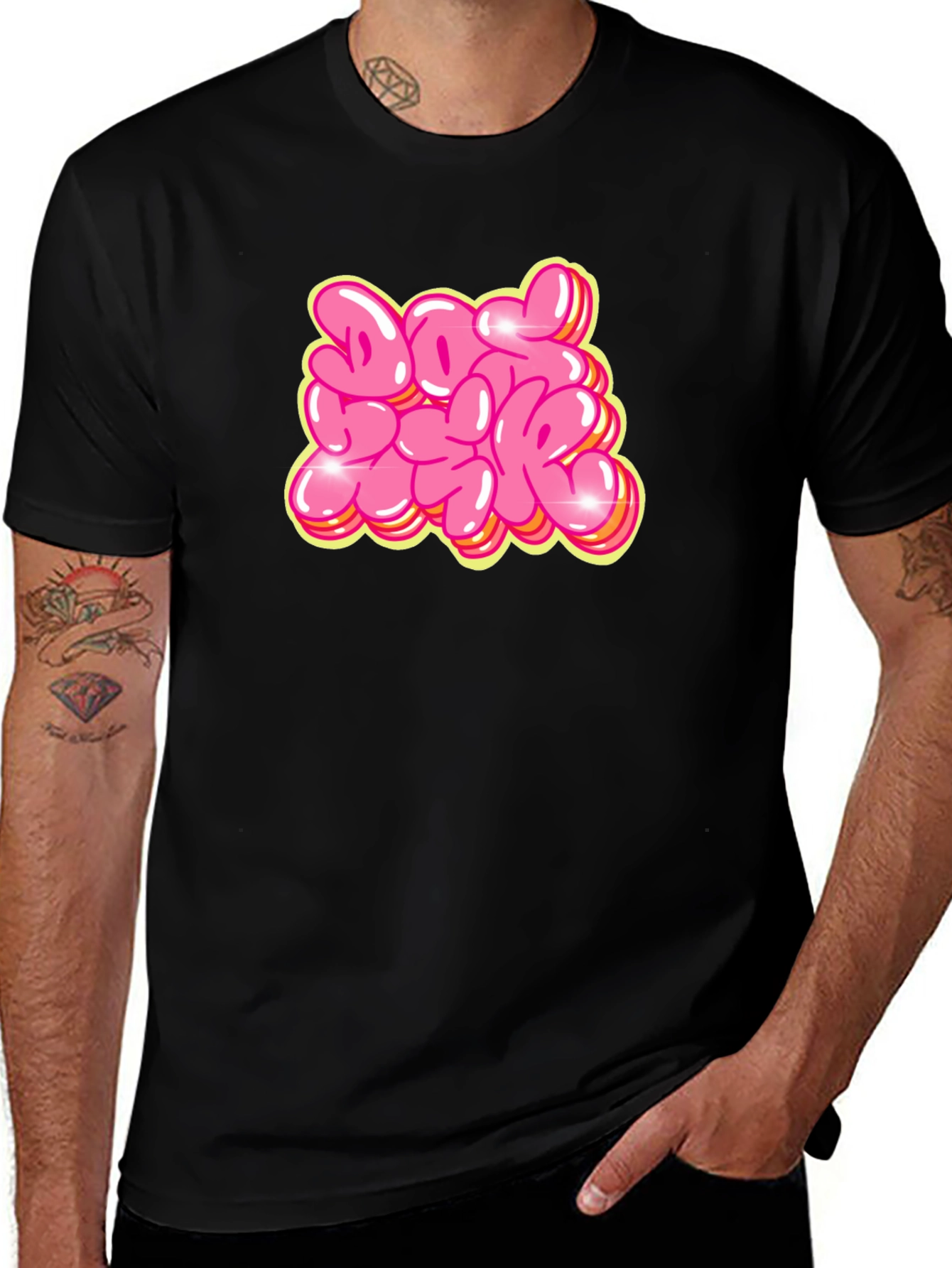 Variant 18 of Bubble Letter Graphic Black T-Shirt