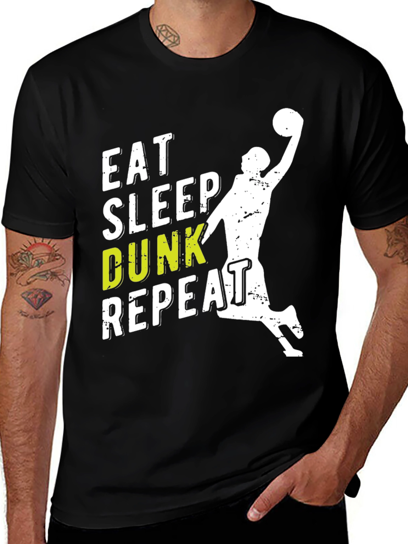 Black Eat Sleep Dunk Repeat Graphic Tee main image