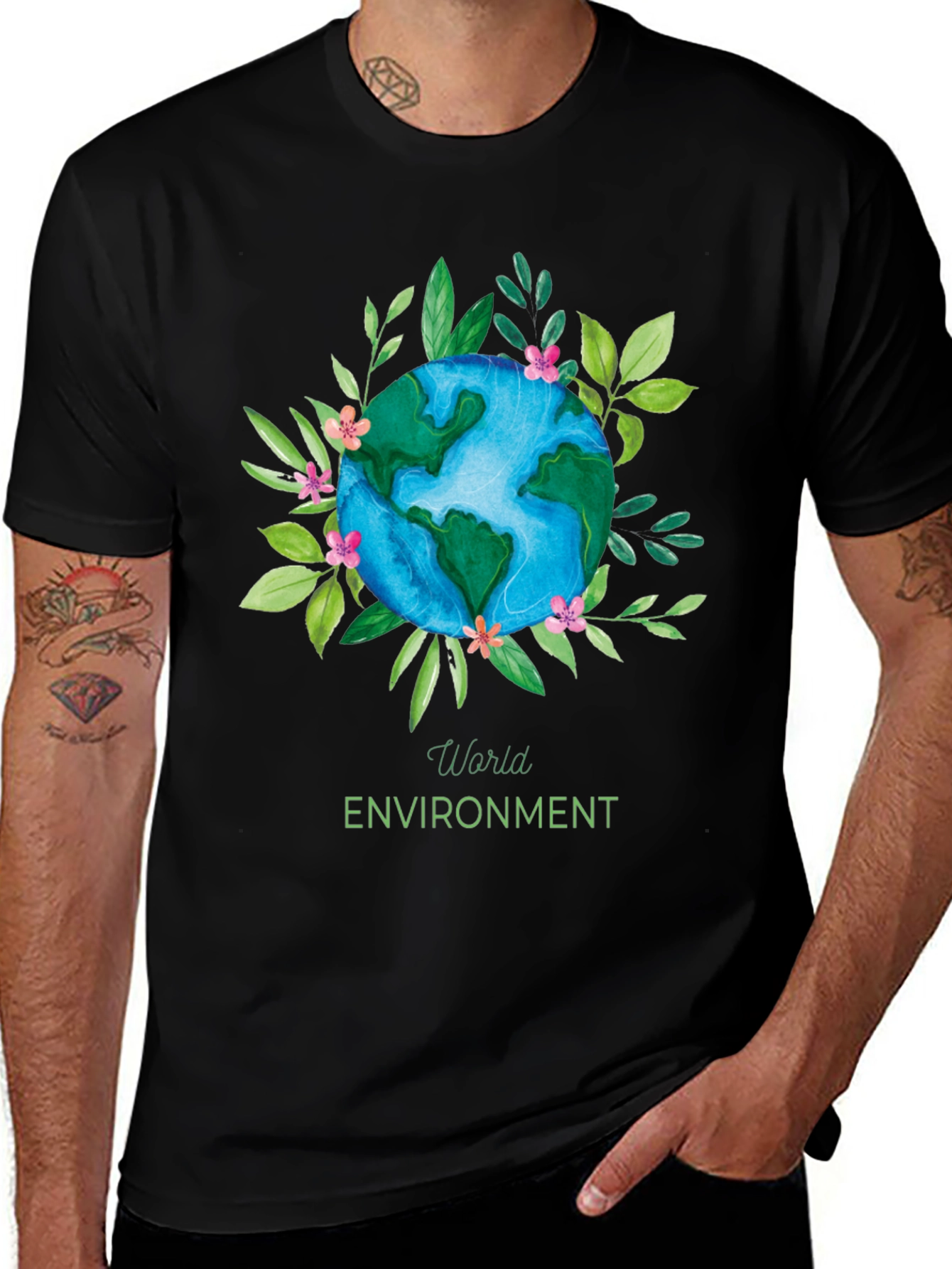 World Environment Day T-Shirt - Earth Floral Graphic