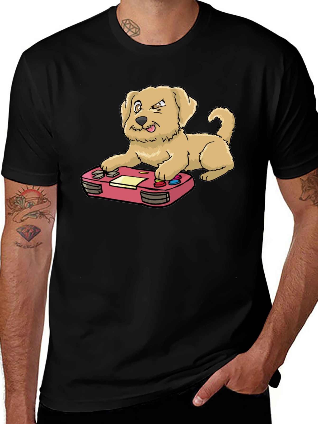 Variant 3 of Dog Gamer Graphic Tee - Black