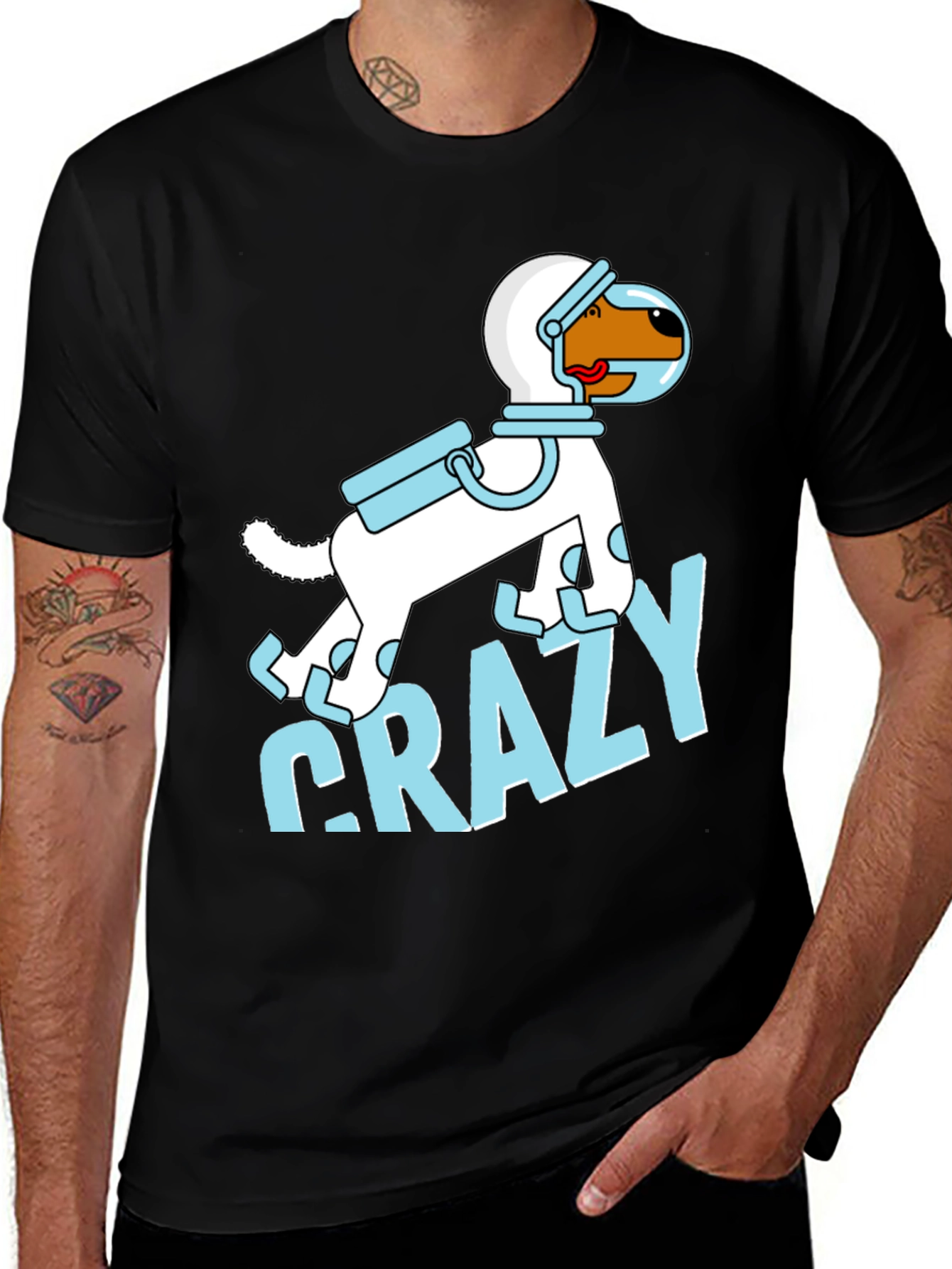 Variant 29 of Crazy Dog Astronaut Graphic Tee