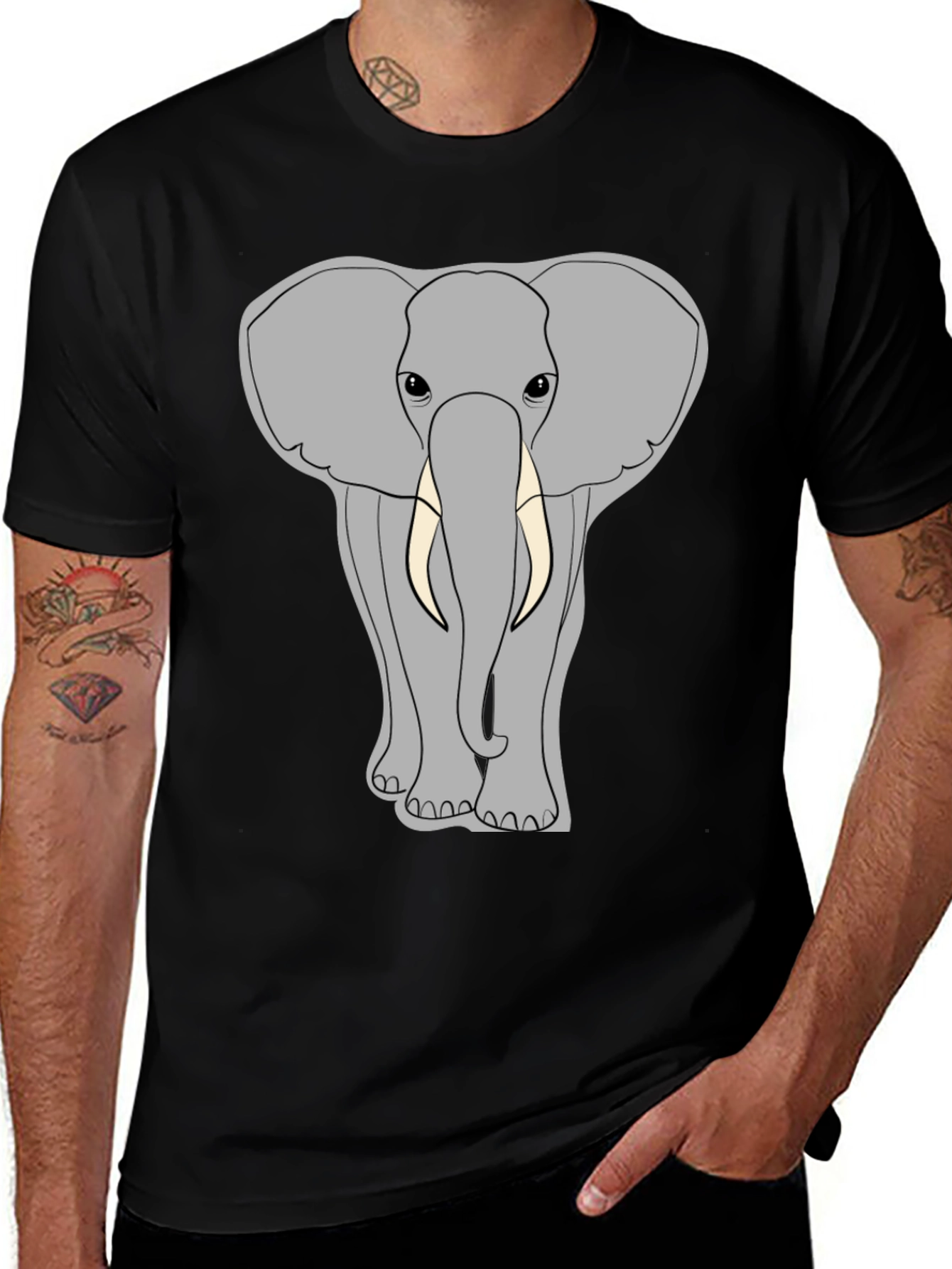 Variant 9 of Elephant Graphic Tee - Black Casual T-Shirt
