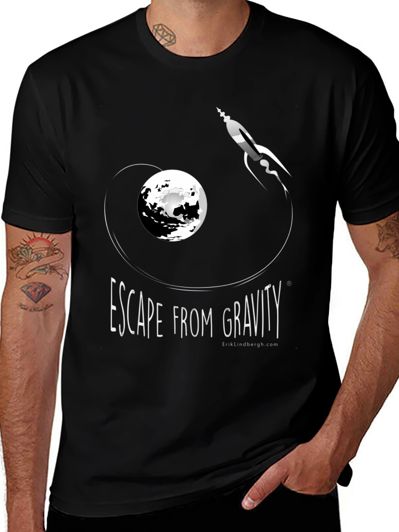 Escape From Gravity Black Graphic T-Shirt