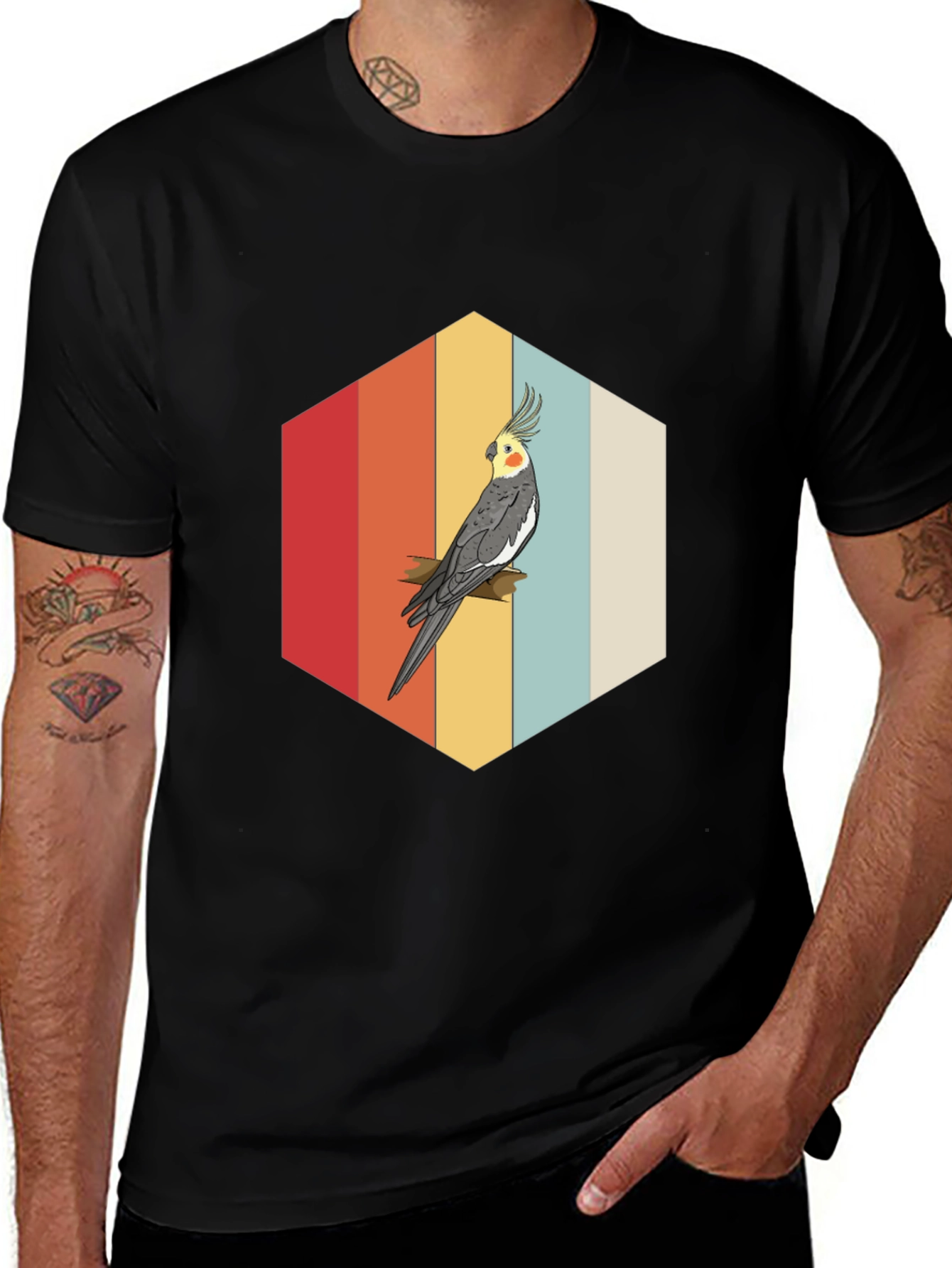 Variant 15 of Retro Cockatiel T-Shirt - Vintage Parrot Design