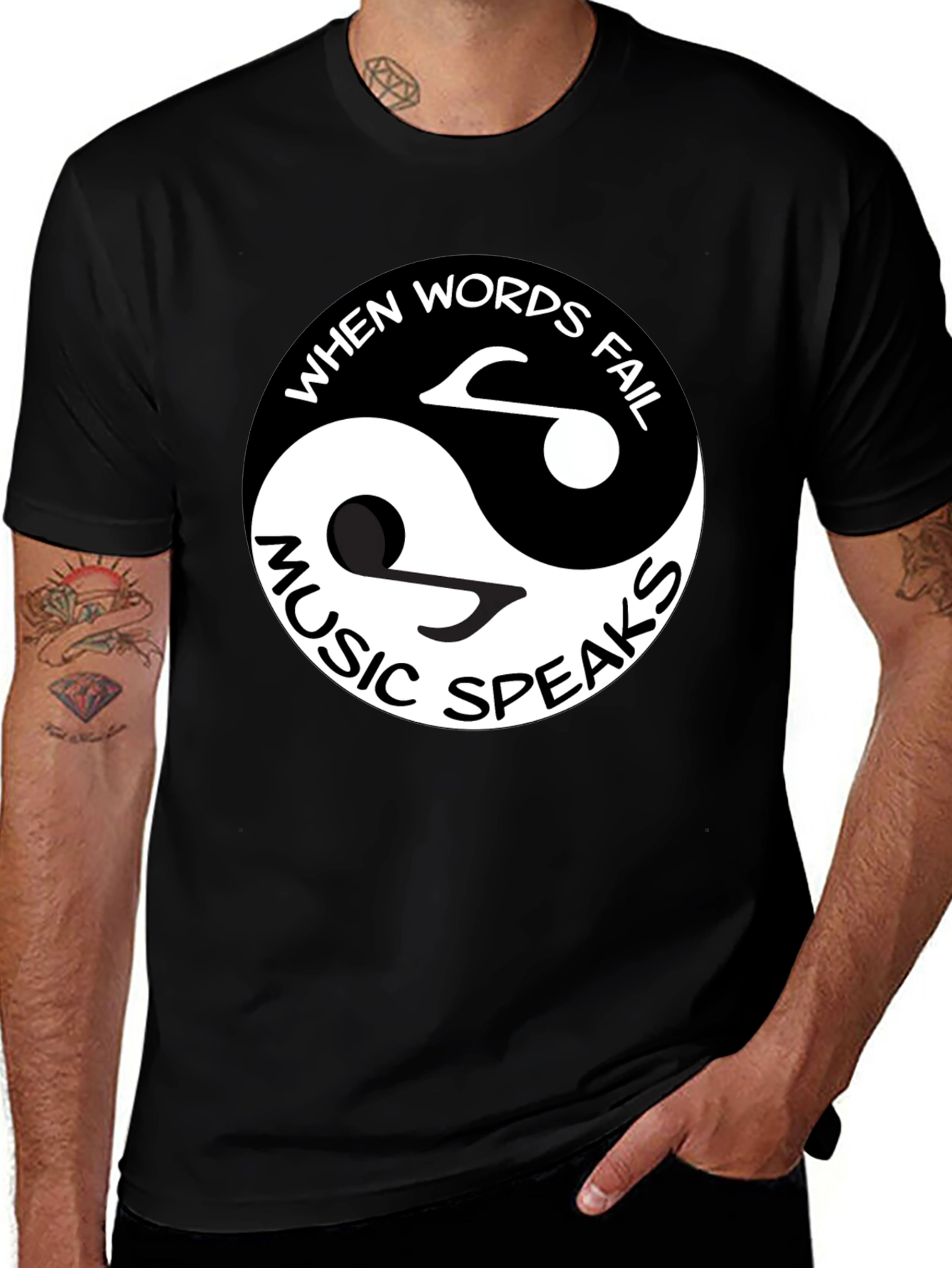 Variant 25 of Yin Yang Music Speaks T-Shirt - Soft Cotton Blend