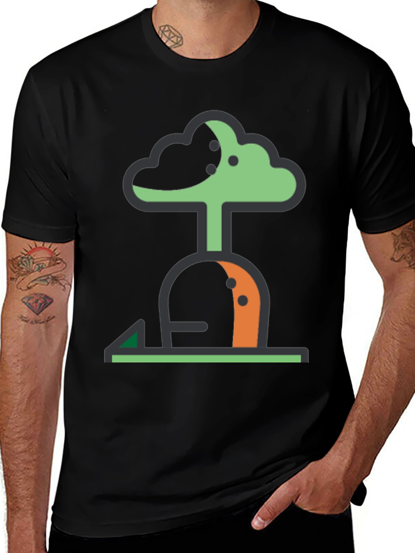 Variant 7 of Abstract Tree Graphic Tee - Modern Black T-Shirt