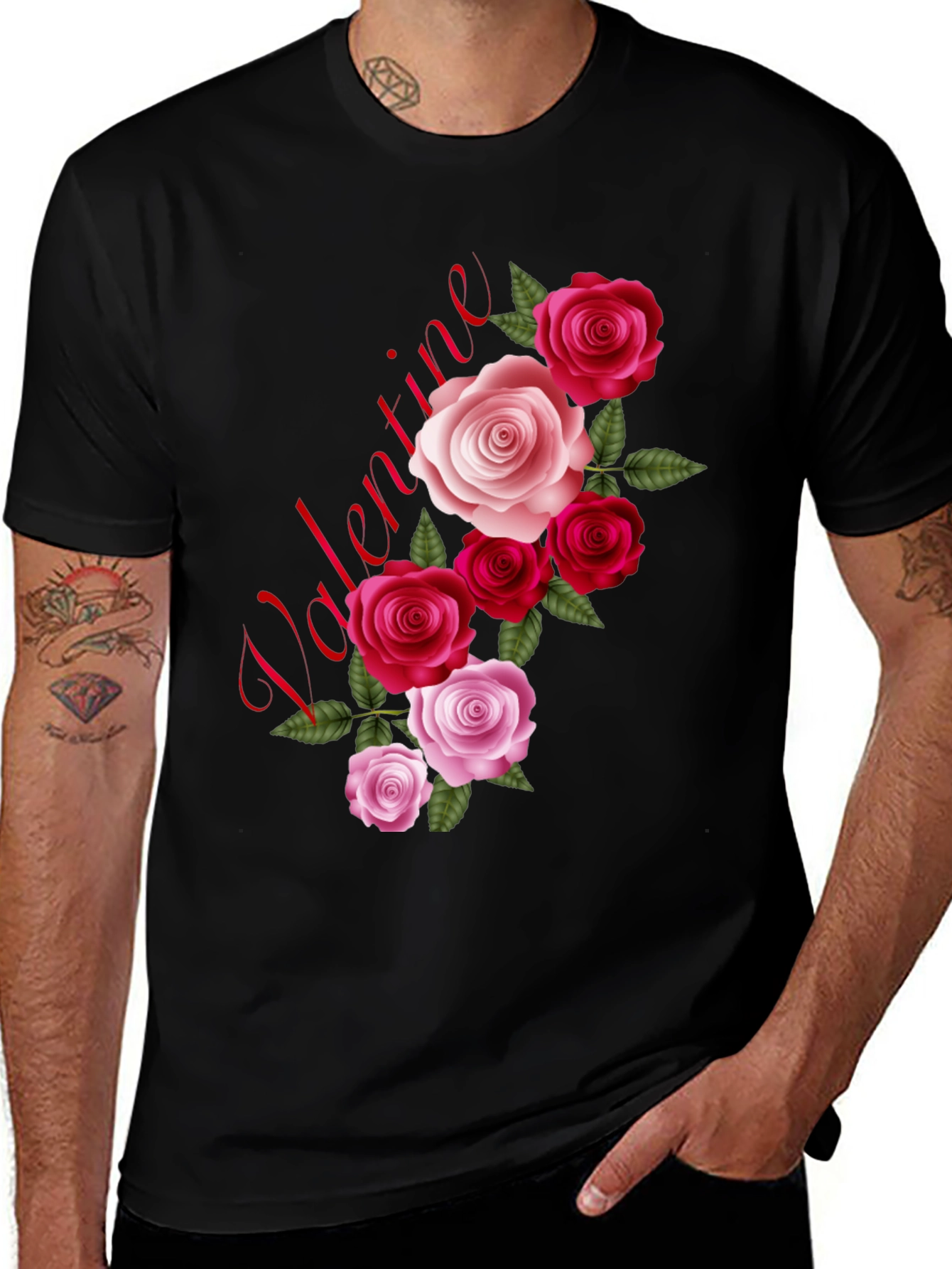 Variant 13 of Valentine Roses Graphic T-Shirt - Black