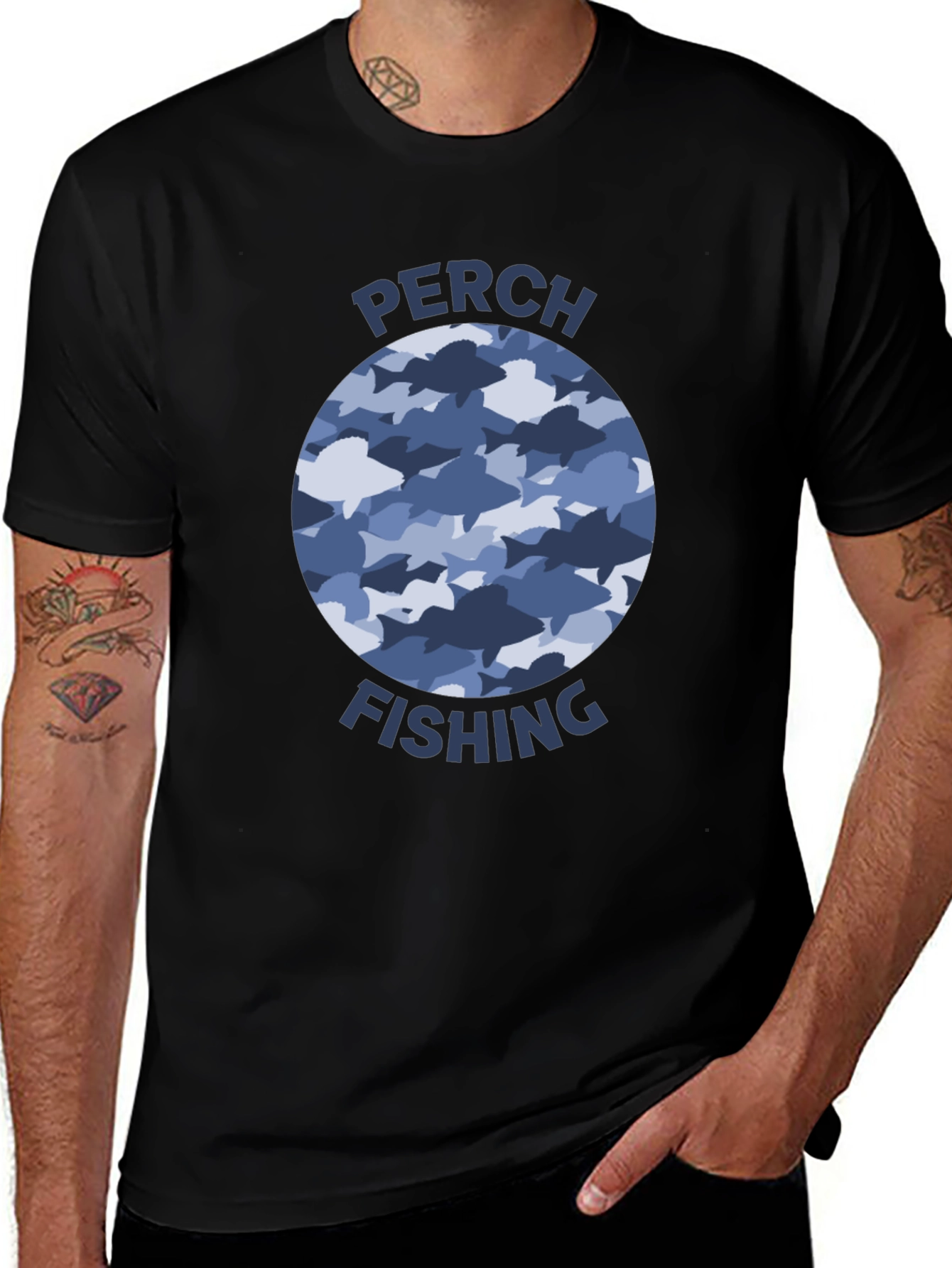 Variant 28 of Perch Fishing T-Shirt: Fish Camo Design