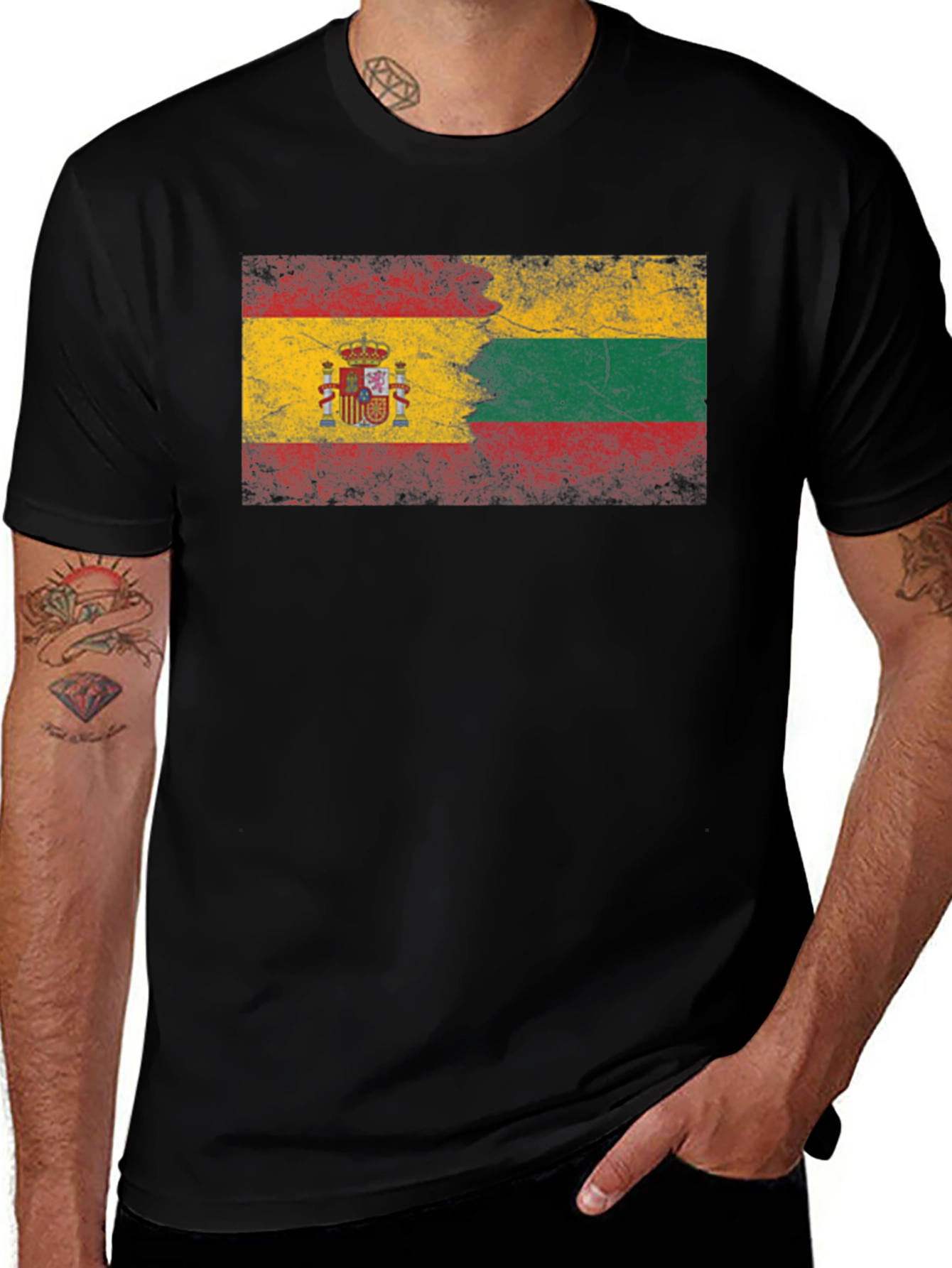 Spain Lithuania Flag Graphic T-Shirt