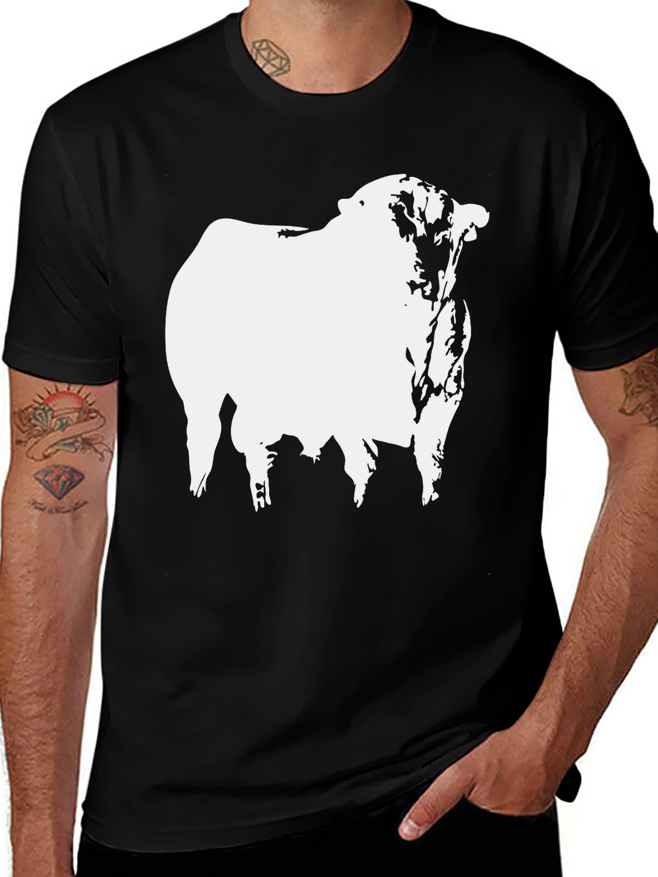 Variant 13 of Bull Graphic T-Shirt - Black Cotton Tee