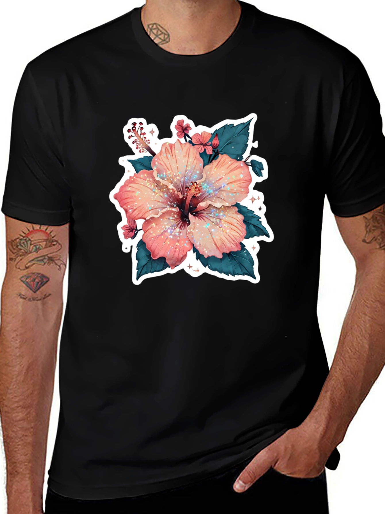 Floral Hibiscus Graphic Tee - Tropical Style