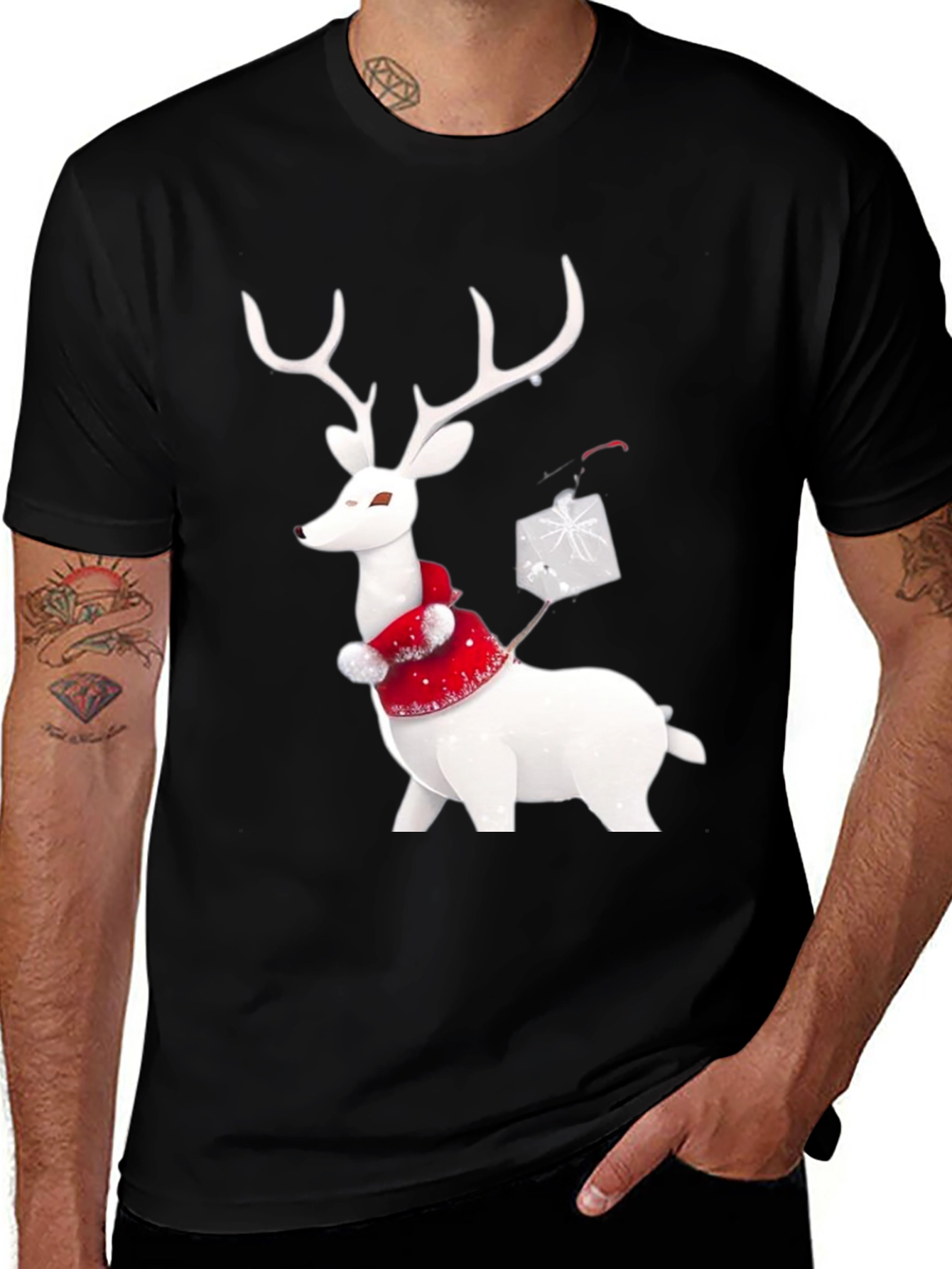 Variant 16 of Festive Reindeer Graphic Tee - Holiday Apparel