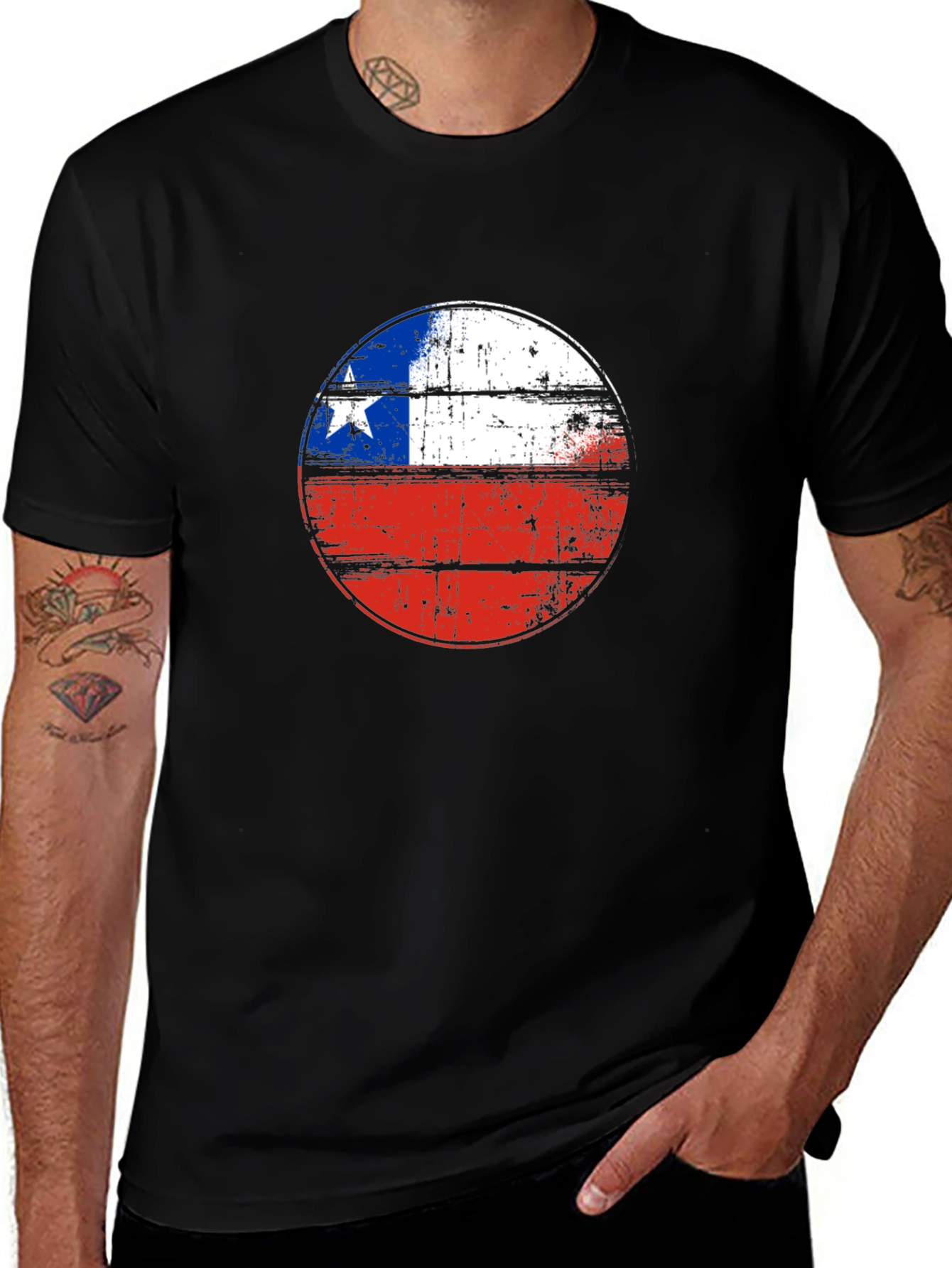 Variant 26 of Chile Flag Graphic Tee - Distressed Design