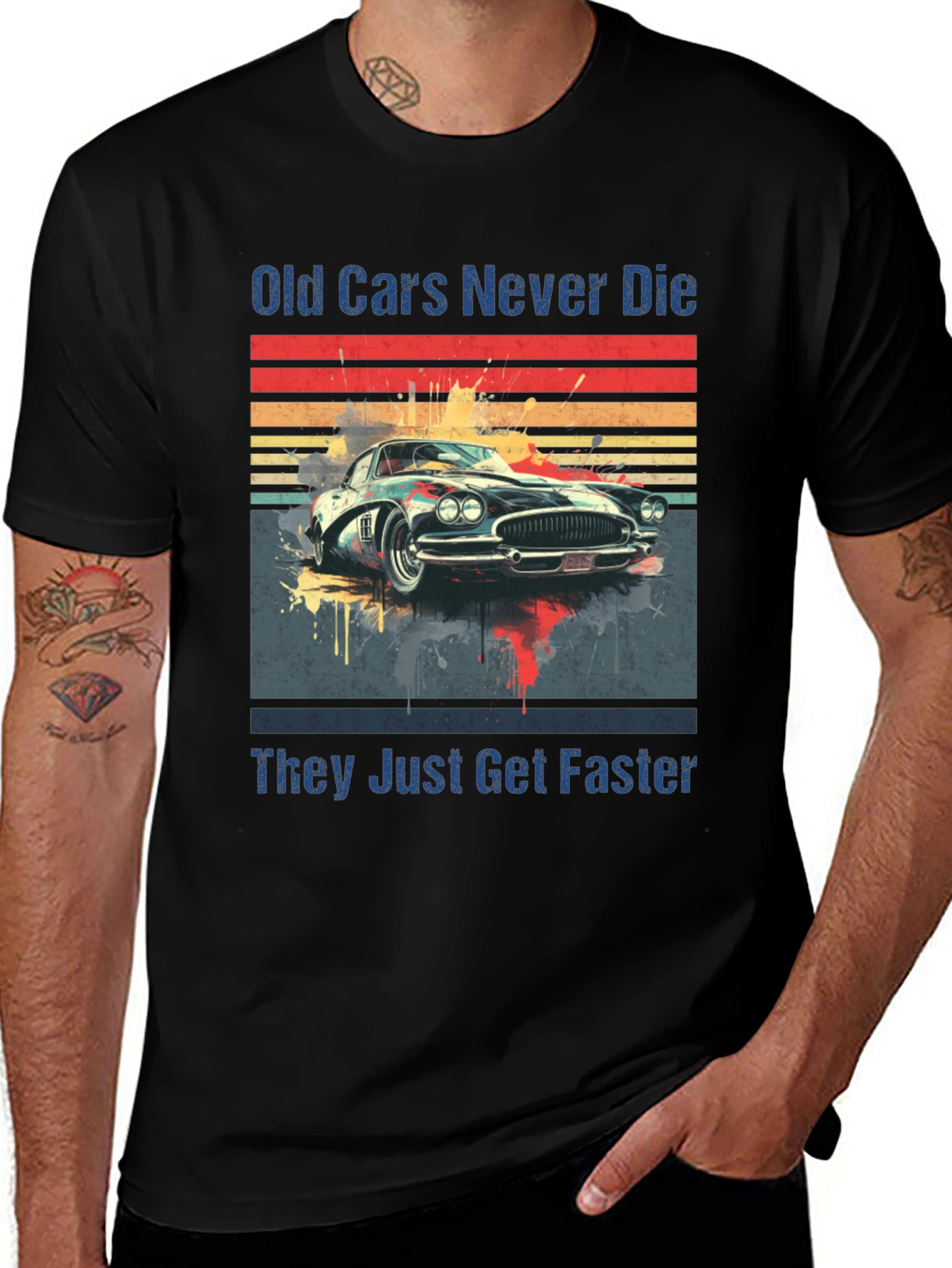 Variant 8 of Vintage Car Graphic T-Shirt: Old Cars Never Die