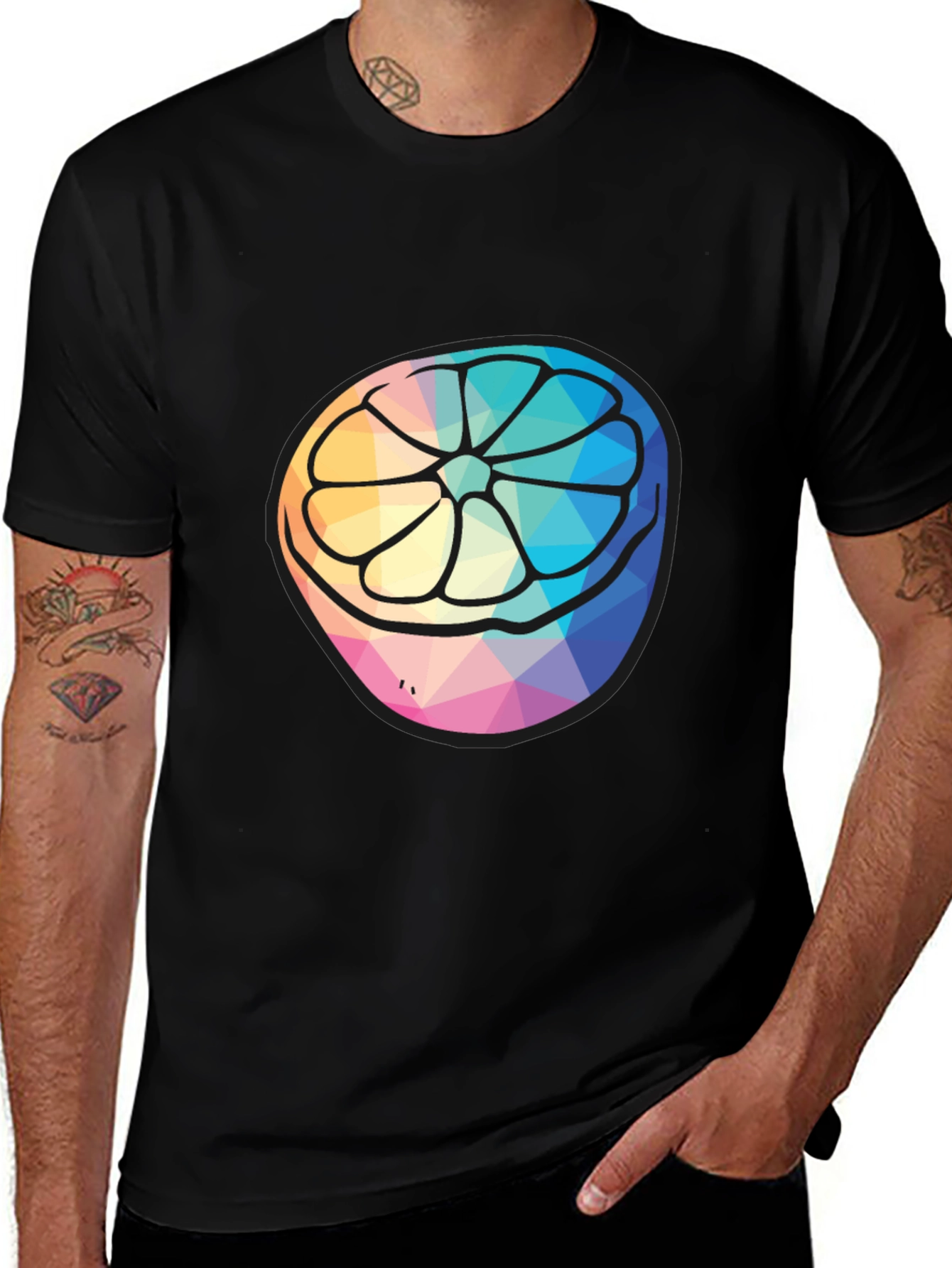 Variant 19 of Geometric Citrus Slice Graphic Tee