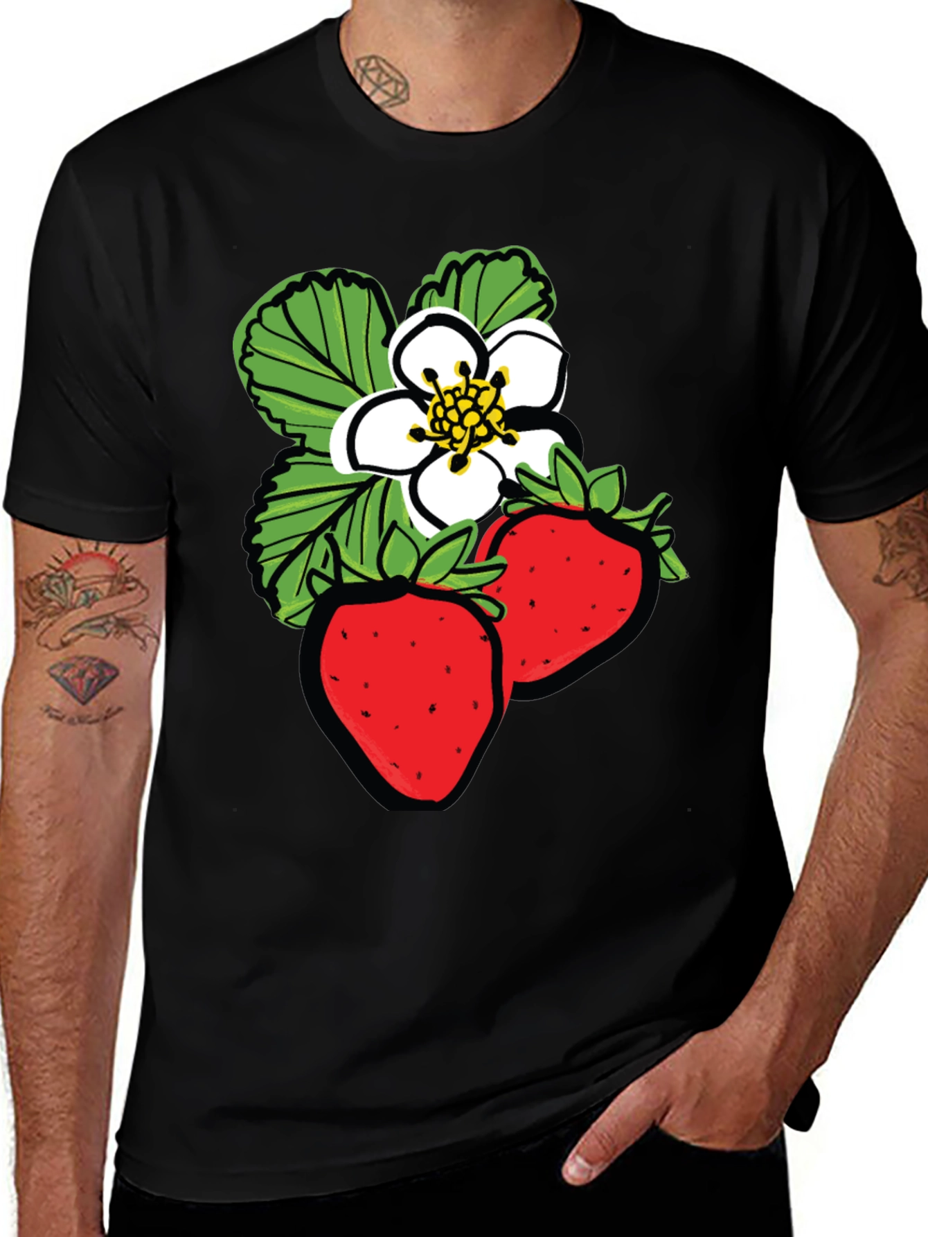 Variant 23 of Strawberry Design Black T-Shirt