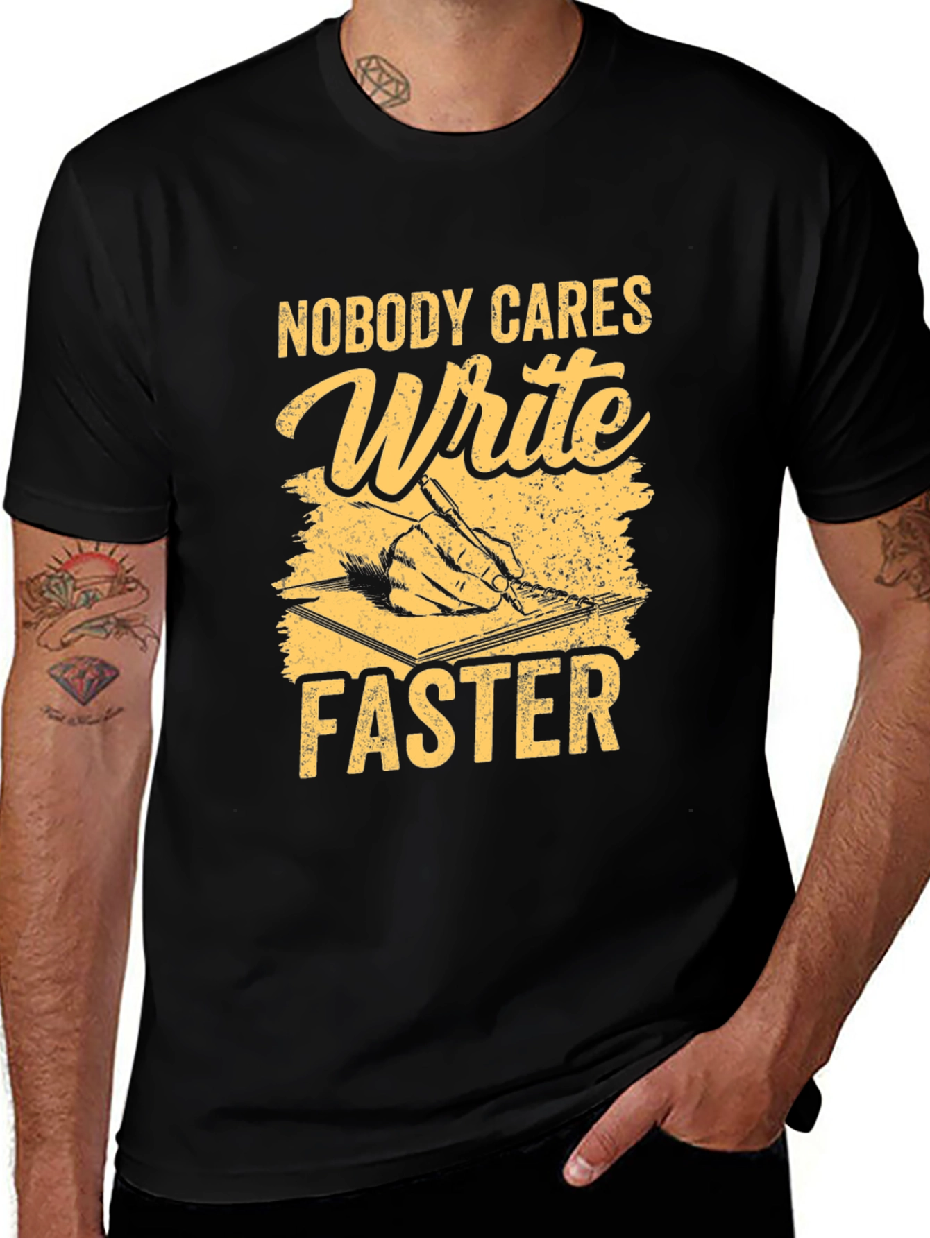 Variant 24 of Write Faster T-Shirt - Writer Humor Tee
