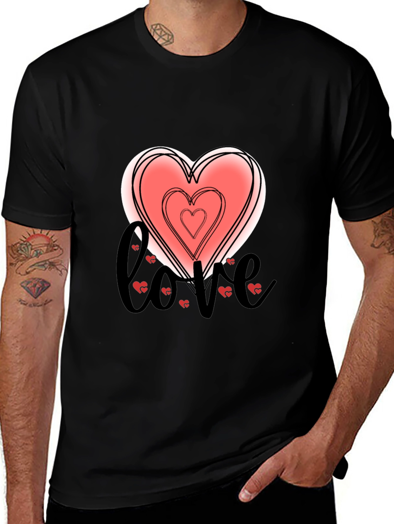 Variant 2 of Love Heart Graphic Tee - Stylish Black T-Shirt