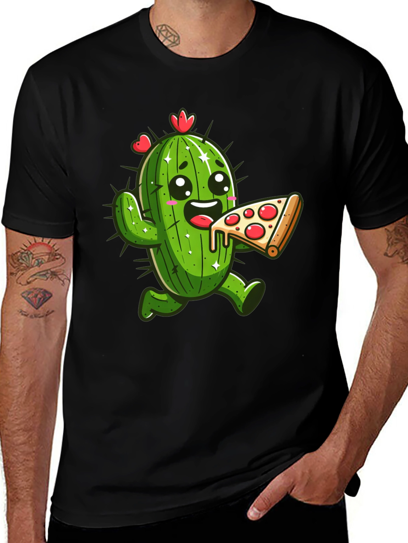 Variant 12 of Cactus Pizza Lover T-Shirt - Funny Cartoon Tee