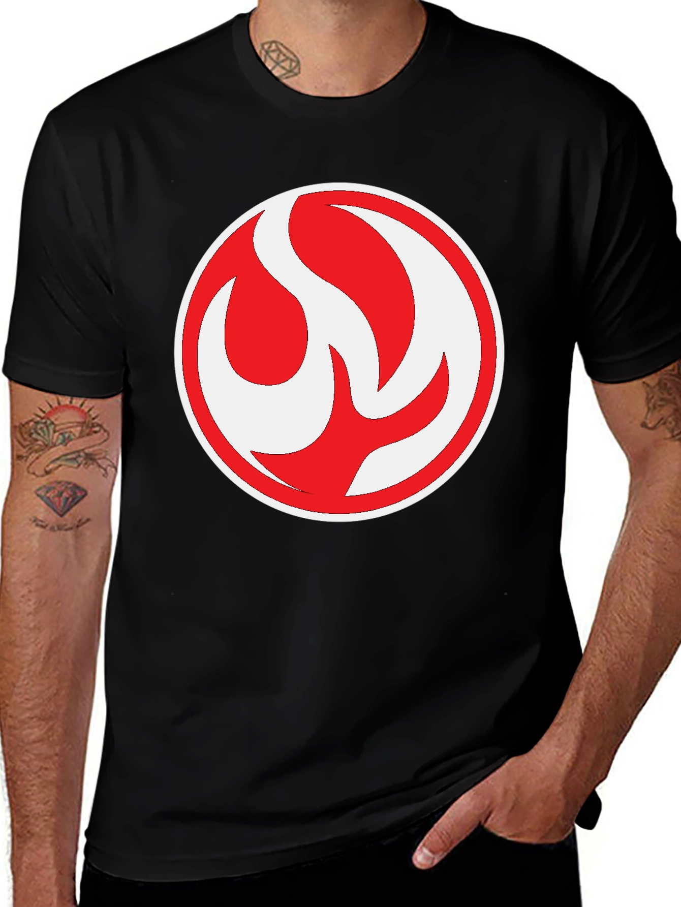 Variant 19 of Black Tee with Red & White Graphic